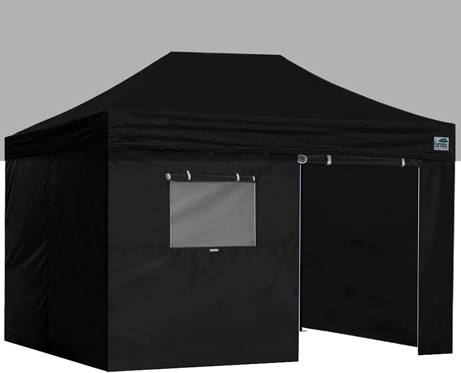 Eurmax USA 10x15 Full Zippered Canopy Tent Sidewalls - 4-Piece Enclosure Kit with Roll-Up Mesh Windows & Door (Black) | Perfect for Outdoor Events, Markets, and Beach Protection