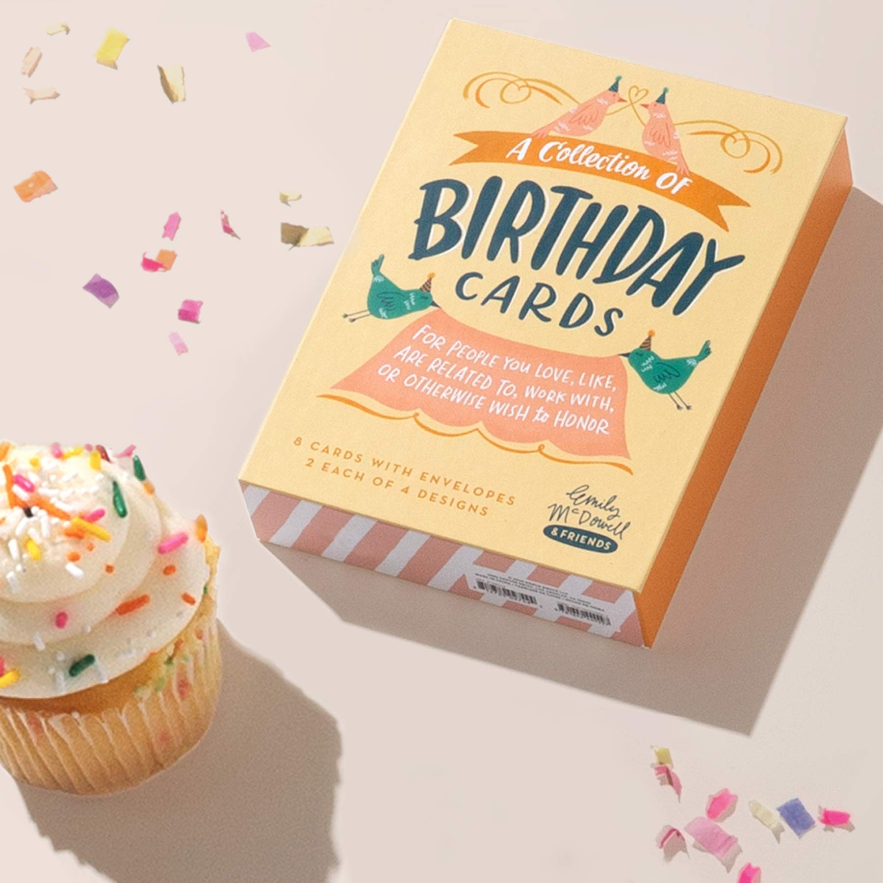 Em & Friends Happy Birthday Greeting Cards Set - 8 Blank Inside Illustrated Cards (4 Assorted Designs, 2 Each) for Birthday Wishes & Celebrations | Perfect for Parties, Gifts & Special Occasions