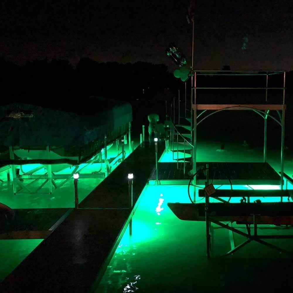 HydroGlow DockMaster DM260G 4FT Green Underwater Fishing LED Light 120V - Perfect for Night Fishing, Dock Lighting & Attracting Fish