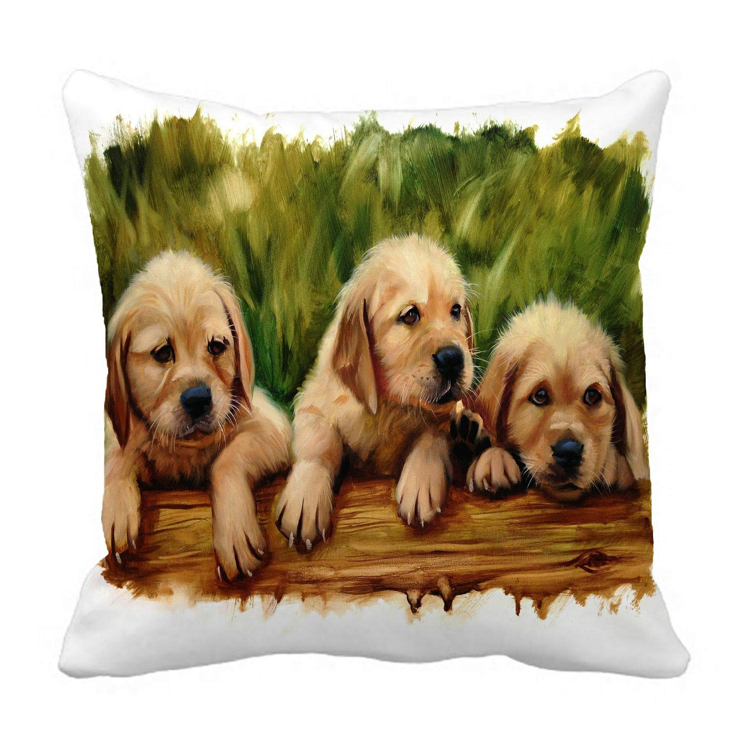 ABPHQTO Dog Lovers Oil Painting Pillow Cover - 20x20 Inch Two-Sided Decorative Throw Pillow Case with Lab & Golden Doodle Puppy Design for Couch, Bed, Sofa & Home Decor