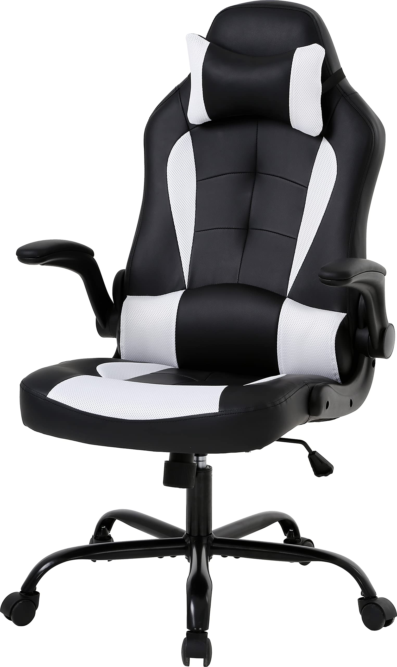 Premium Ergonomic Gaming Chair - Adjustable Racing Style PC Computer Office Chair with Lumbar Support & Flip-Up Armrests - High Back Swivel Rolling Task Chair for Men & Women - Perfect for Gaming, Work & Home Office (White)