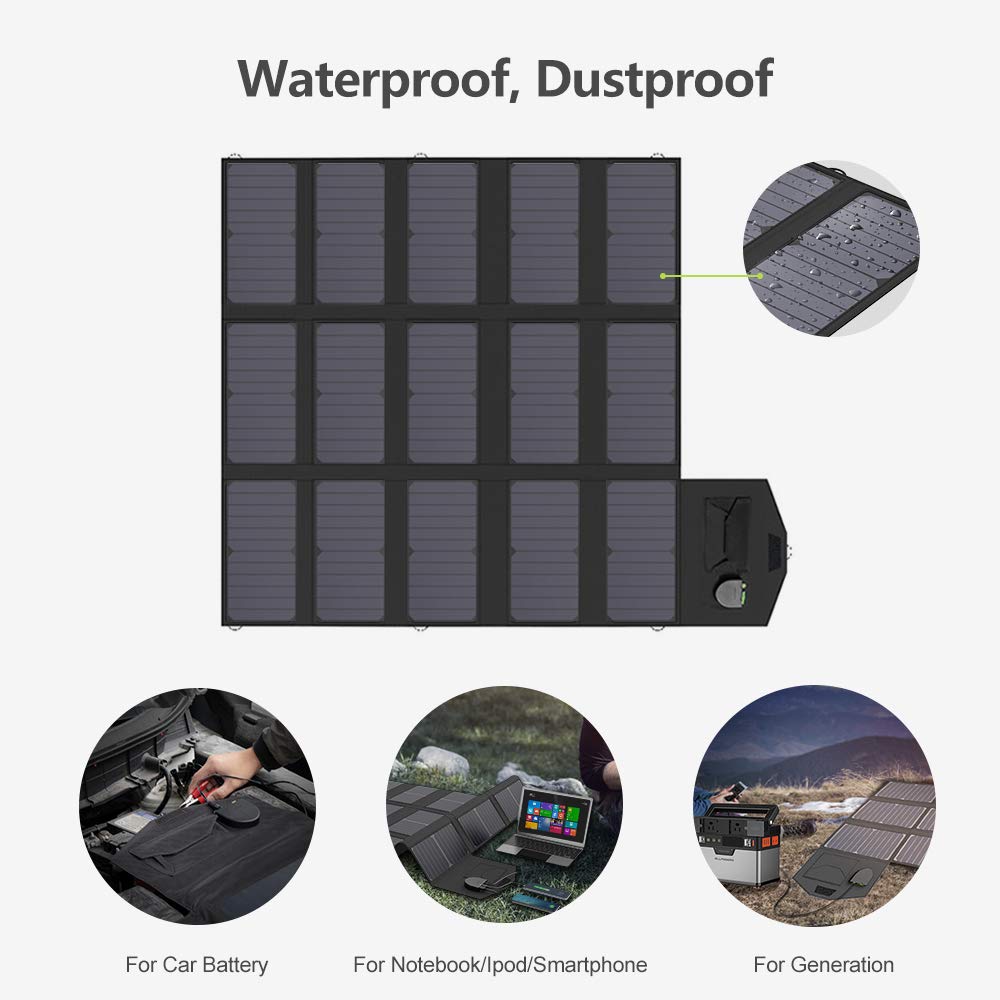 ALLPOWERS 100W Foldable Solar Panel Charger with Dual 5V USB & 18V DC Output - Portable Power for Laptop, Tablet, Smartphone, 12V Car, Boat, RV Battery - Perfect for Camping, Hiking, Travel & Outdoor Adventures