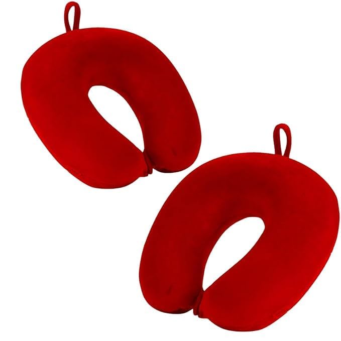 Breedlove Ergonomic Neck Pillow 2-Pack - Round Memory Foam Travel Pillow for Car, Airplane & Office - Cervical Support for Neck Pain Relief & Better Sleep - Perfect for Long Flights, Road Trips & Work Breaks
