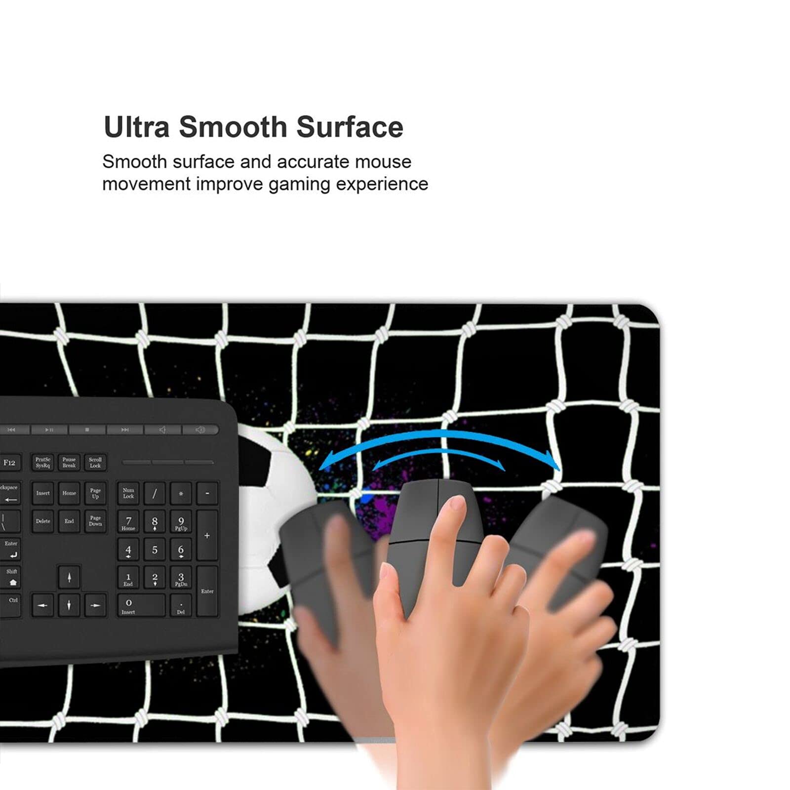 Premium Soccer Print Gaming Desk Mat - Extra Large Mouse Pad with Soccer Field Design for PC & Console Gamers - Perfect for Esports, Office Work & Home Gaming Setup