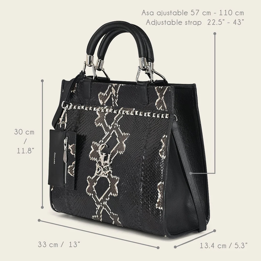 BOD0DPH Fashionable Women's Python Print Tote Bag - Stylish Black Handbag for Work, Travel & Shopping