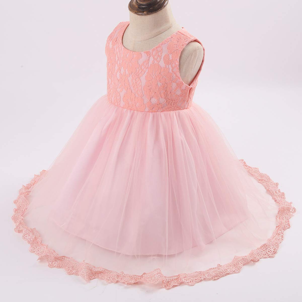 Floral Lace Baby Girl Dress with Big Bow Back - Elegant Flower Girl Outfit for Weddings, Birthday Parties & Pageants | Perfect for Special Occasions & Photo Shoots