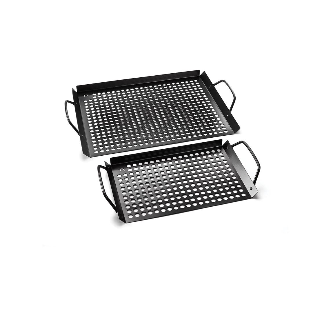 Outset Non-Stick Grill Grid Set of 2 - 7x11 & 14x11 Inch Heavy Duty BBQ Grates for Gas, Charcoal & Electric Grills - Perfect for Backyard, Camping & Outdoor Cooking