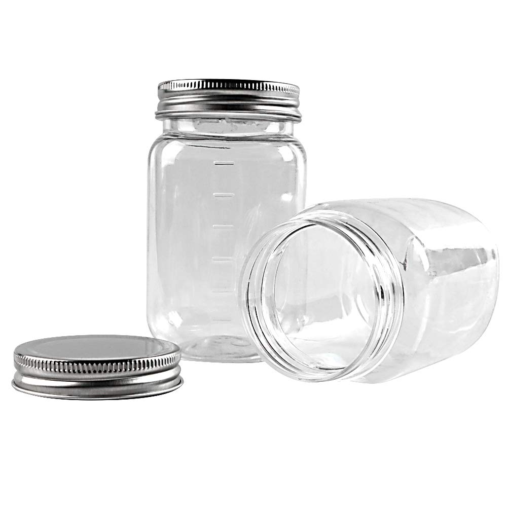 Novelinks 16oz Clear Plastic Jars with Screw-On Lids - 20 Pack BPA-Free Refillable Round Containers for Slime, Kitchen & Household Storage - Perfect for DIY Crafts, Food Storage, and Organization