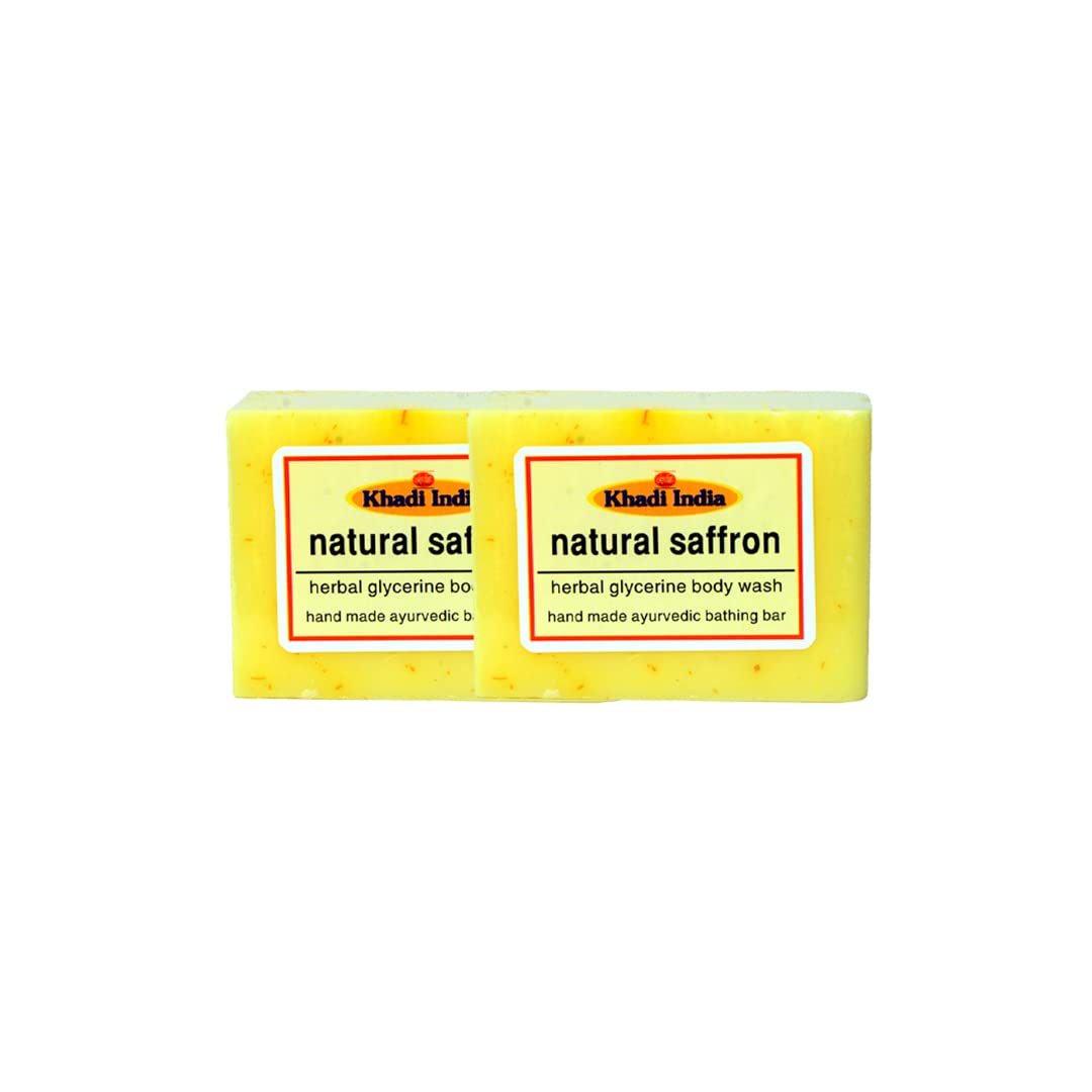 **Natural Ayurvedic Saffron Body Soap & Wash for All Skin Types – 125g (Pack of 2) | Herbal Cleansing for Glowing Skin | Perfect for Daily Use & Spa Relaxation**
