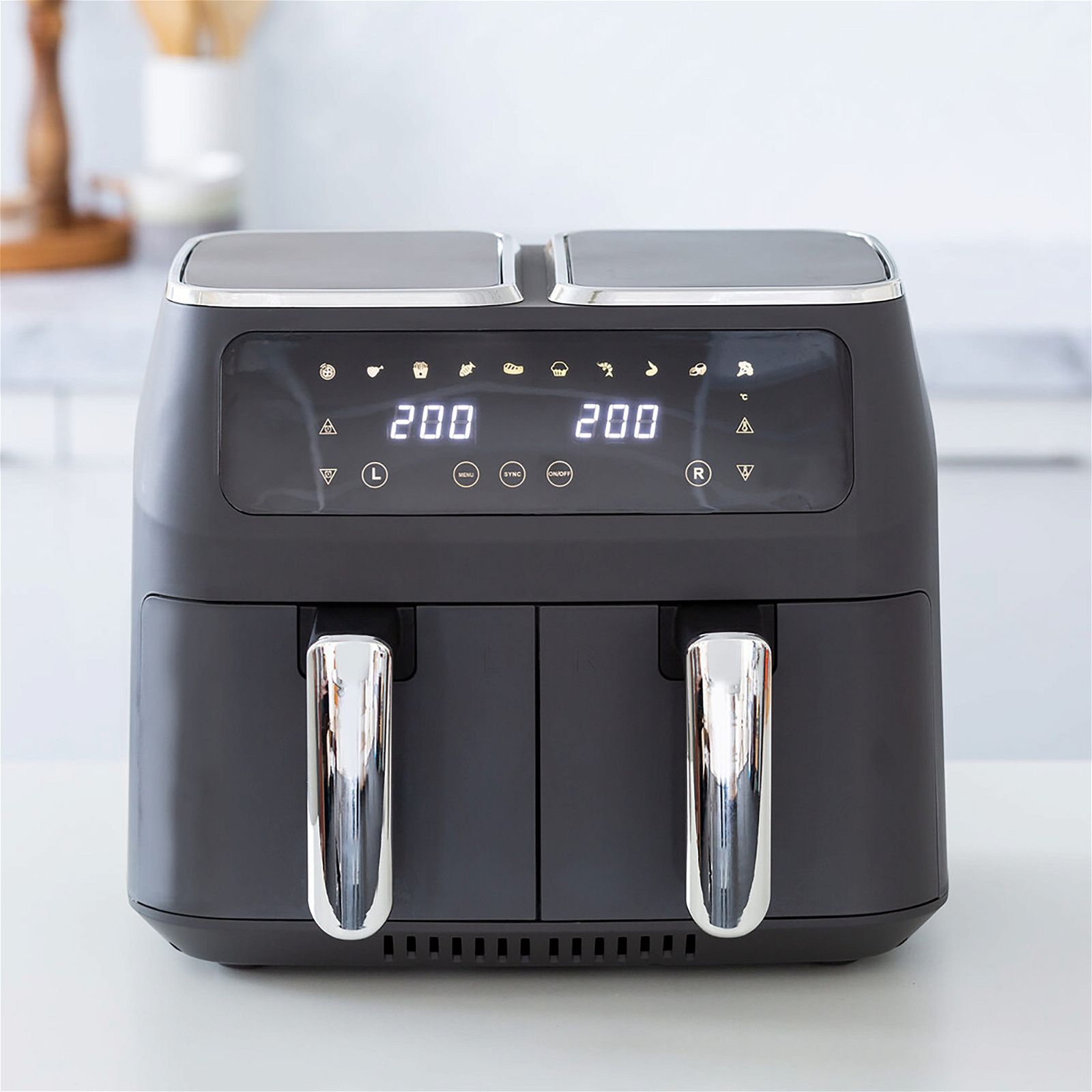 8L Dual Zone Digital Air Fryer with 200°C Temperature Control & 10 Preset Cooking Programs - Perfect for Family Meals, Healthy Snacks & Quick Dinner Prep