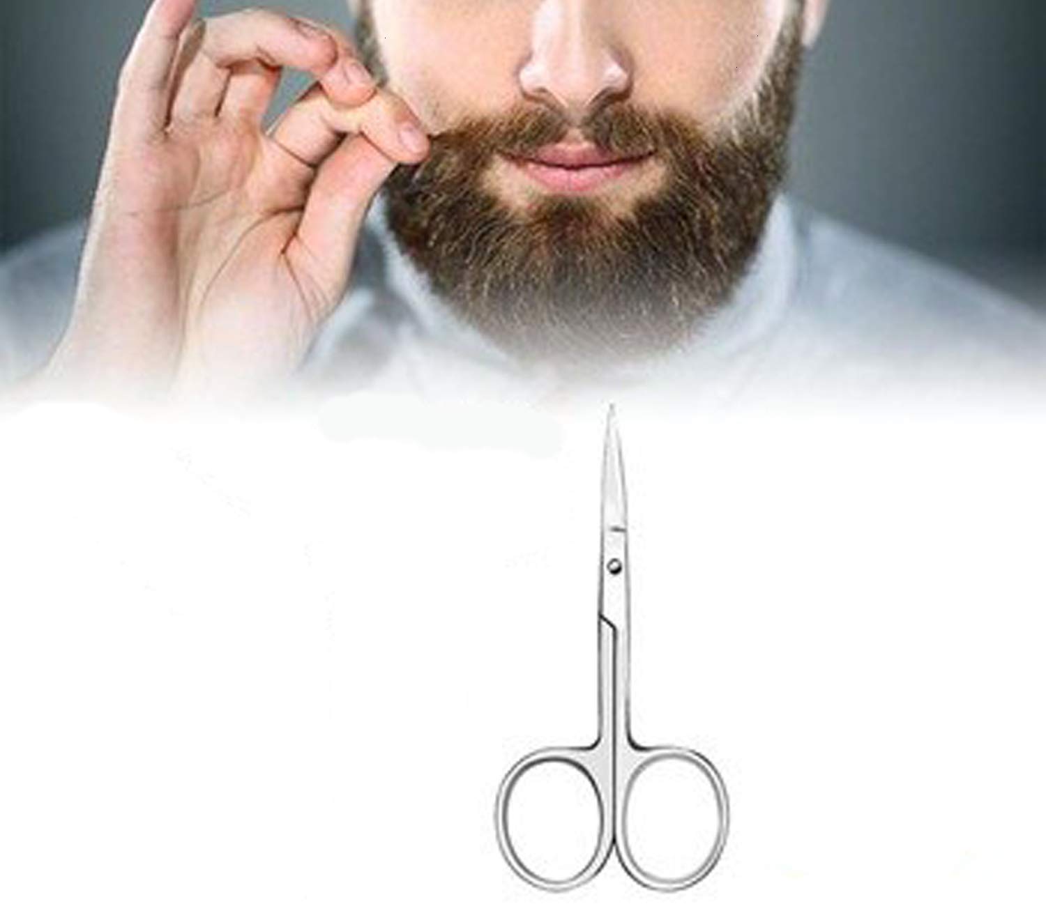 Professional Curved Nose & Eyebrow Scissors for Men - Precision Grooming Tool for Beard, Mustache & Facial Hair Trimming - Stainless Steel Blade - Perfect for Home & Salon Use