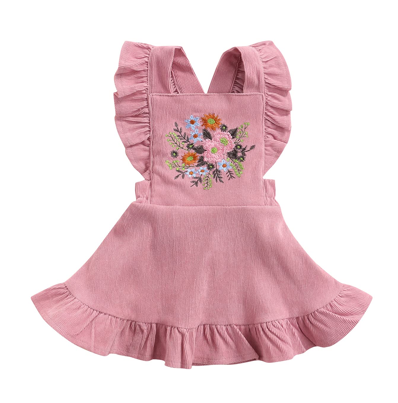 MERSARIPHY Baby Girls Suspender Dress - Embroidered Straps Skirt Overall Dresses for Winter & Fall - Cute Outfits for Holidays, Photos & Playdates