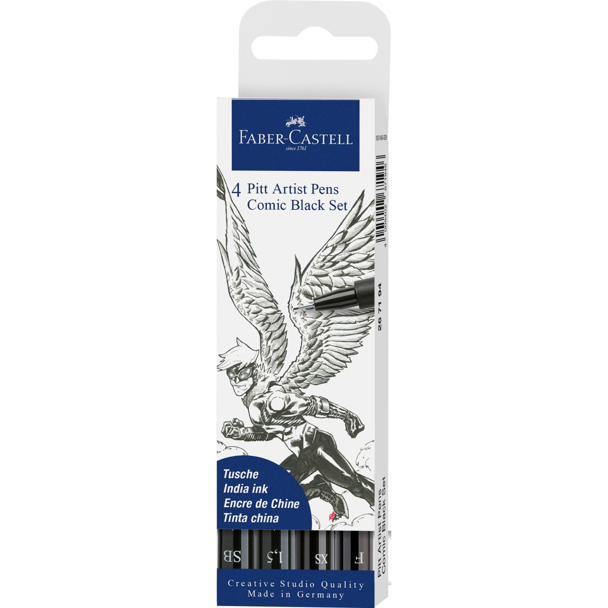 Pitt Artist Pen Set - Comic Black (4-Pack) #267194 - Perfect for Comic Art, Sketching & Calligraphy