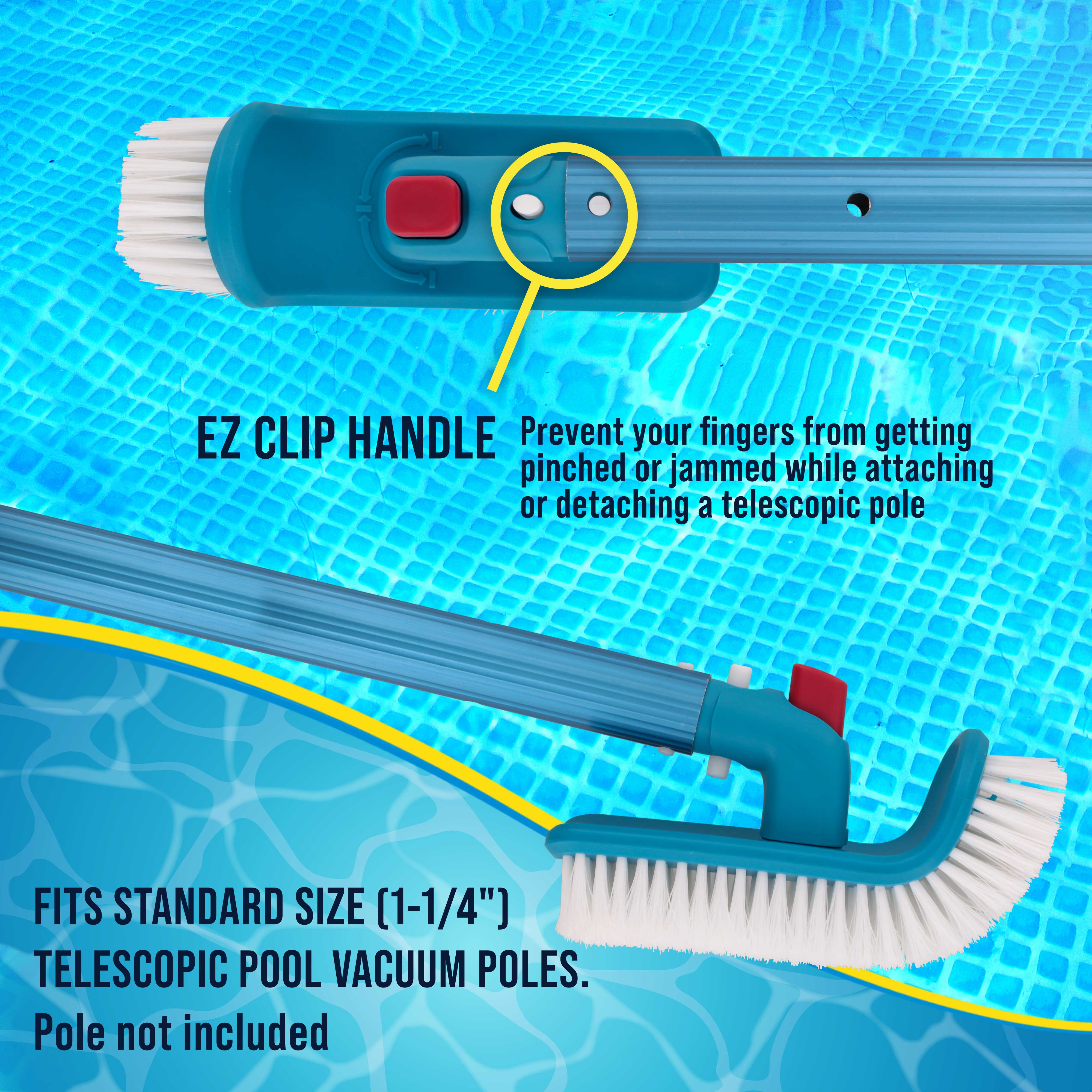 Professional Pool Step & Corner Cleaning Brush with 180° Adjustable Handle - Ideal for Swimming Pools, Spas & Hot Tubs - Heavy-Duty Scrub Brush for Tile, Walls & Hard-to-Reach Areas