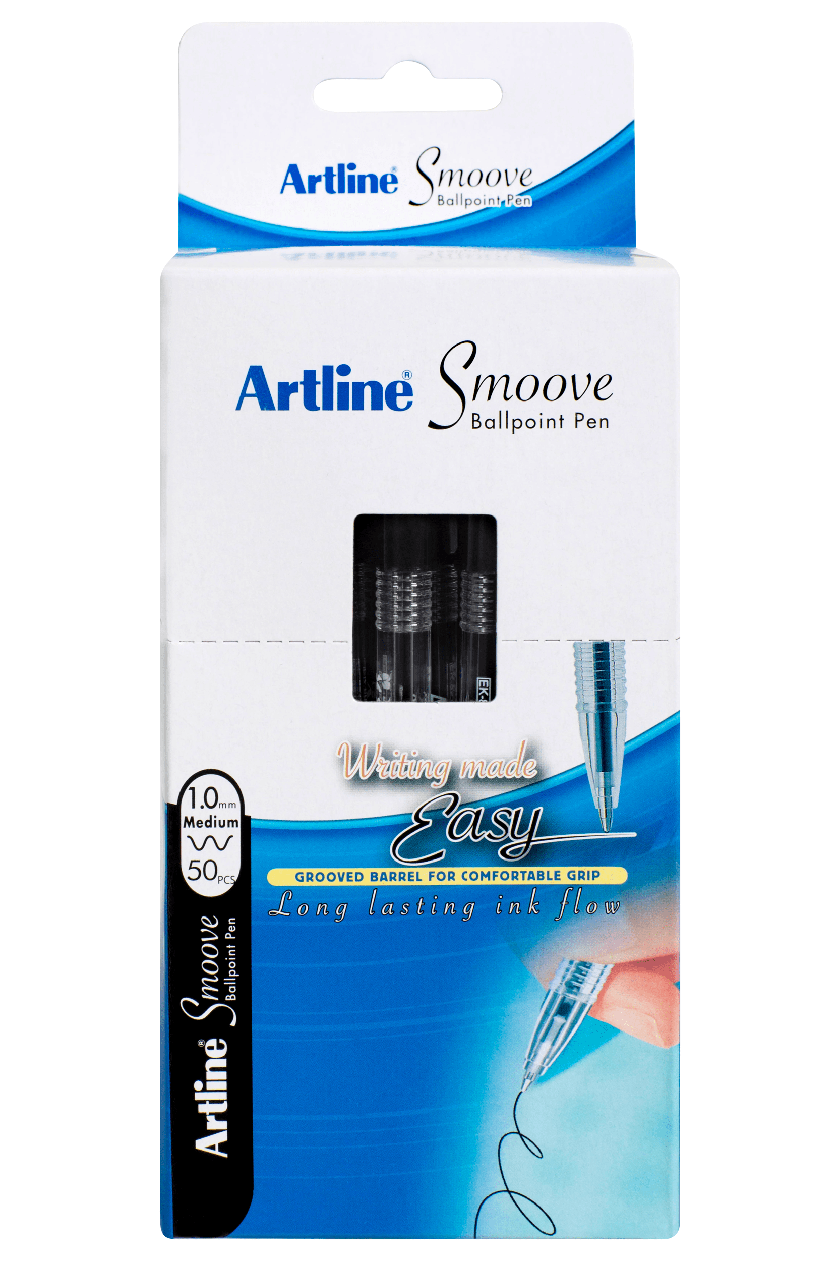 Artline Smoove Ballpoint Pens - Black Ink, 50 Pack - Smooth Writing for Office, School & Everyday Use