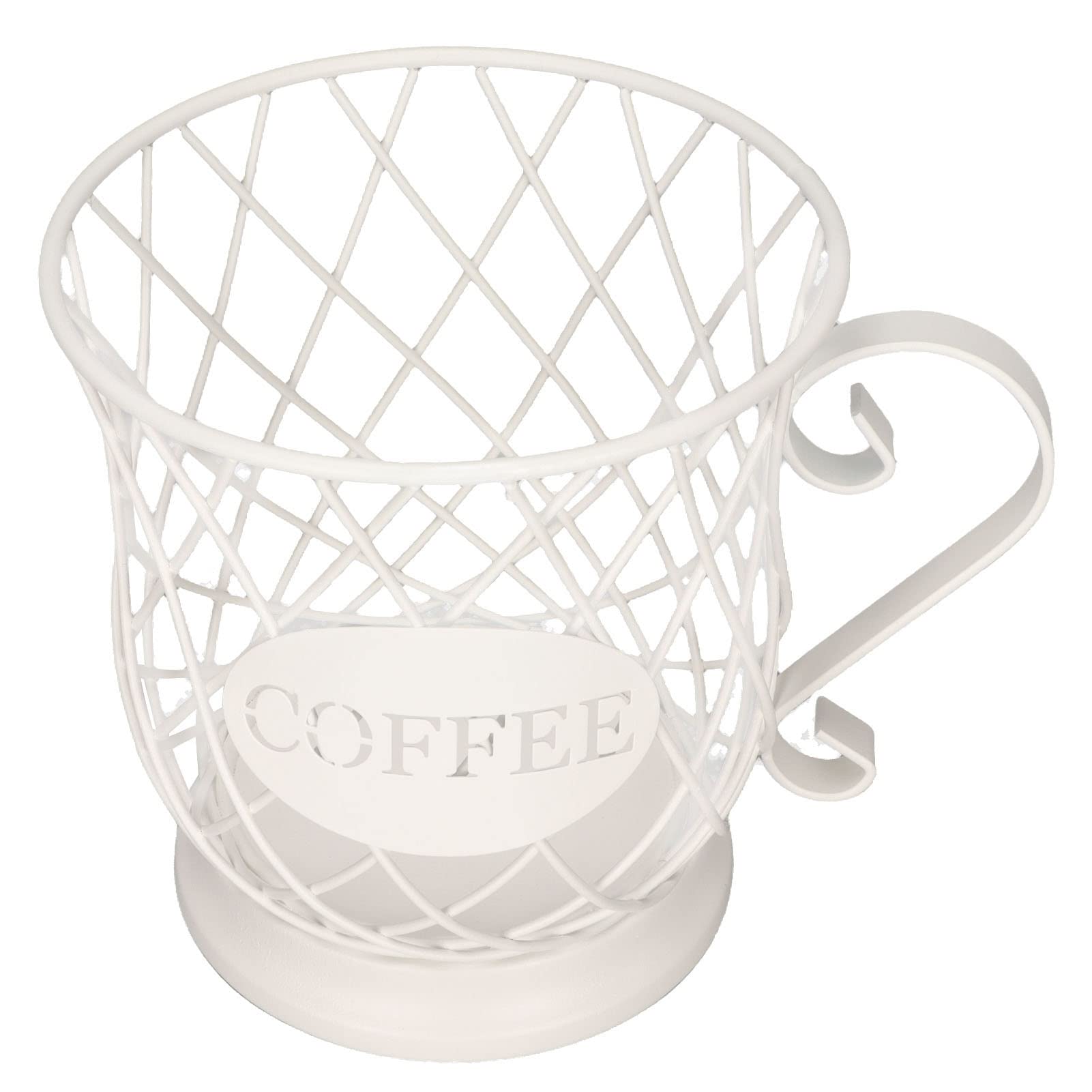 Stainless Steel Coffee Pod Holder - Large Capacity Rustproof K-Cup Organizer for Keurig & Nespresso - Perfect for Office & Home Use (White)