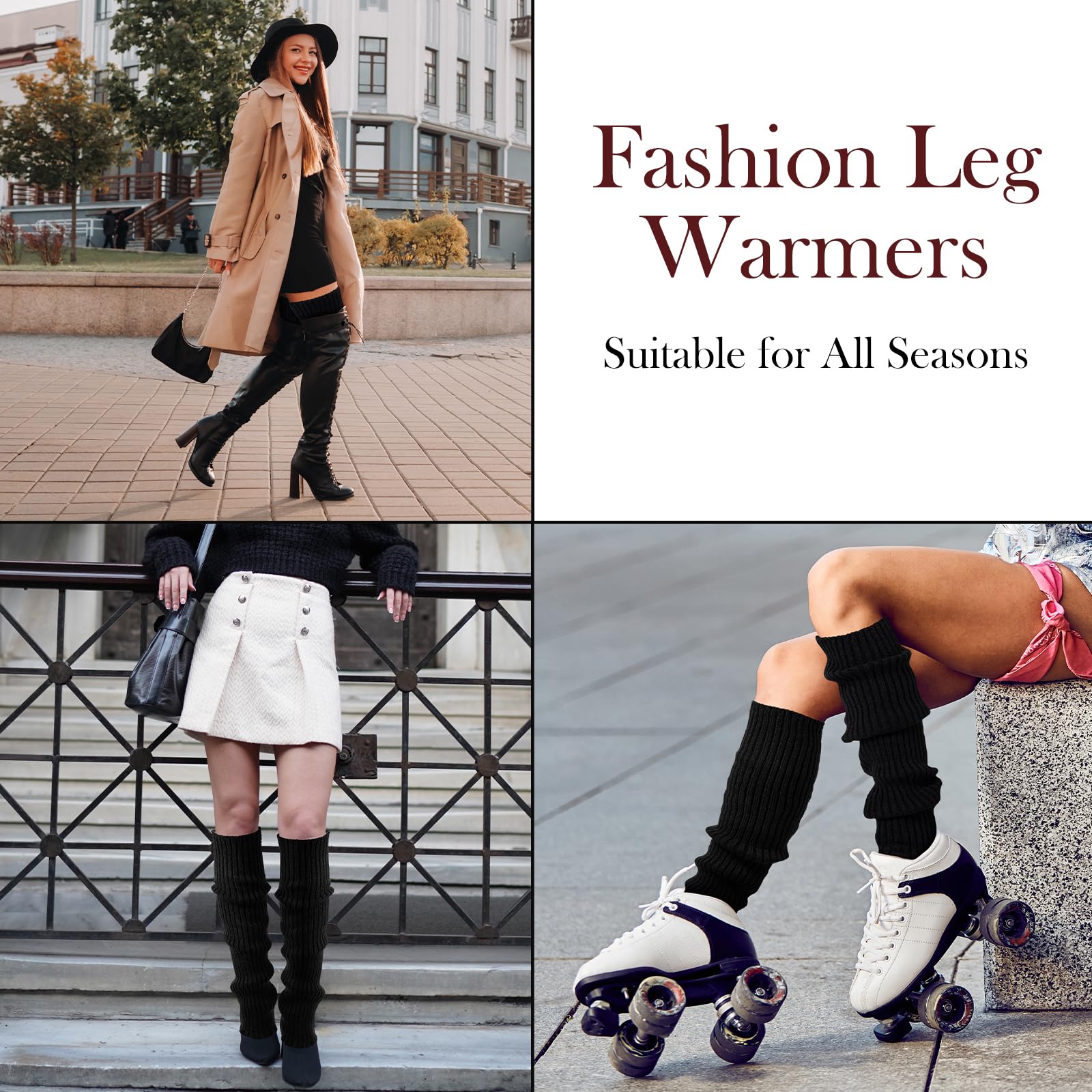 Clothirily Women's Knit Leg Warmers - 80s Retro Neon Fashion for Sports, Yoga & Dance - Cozy Winter & Party Accessories