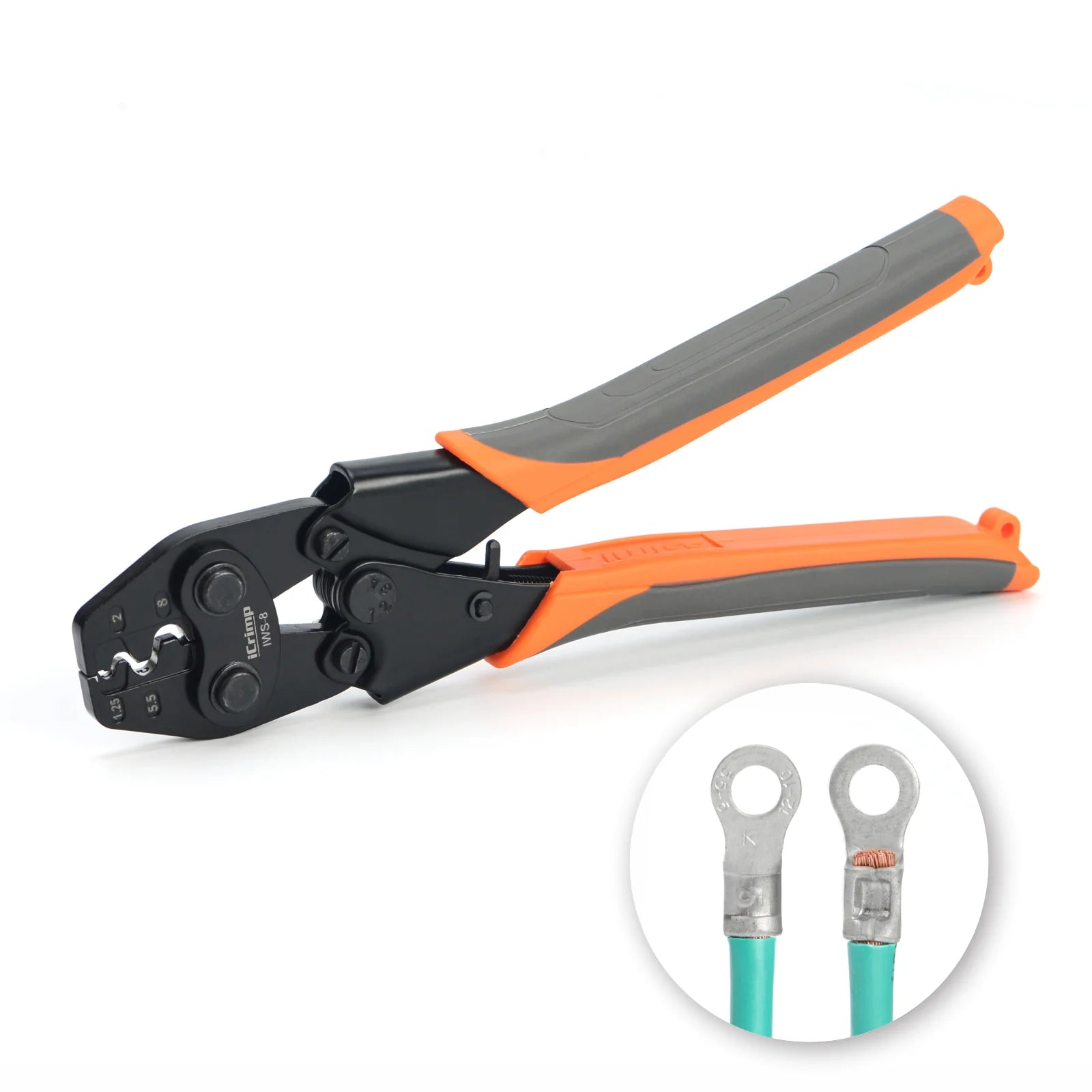 IWS 8 Non-Insulated Terminal Crimping Tool for AWG 16-8 Copper Butt Connectors - Professional Wire Splice & Electrical Connection Tool for Automotive, Marine & DIY Projects