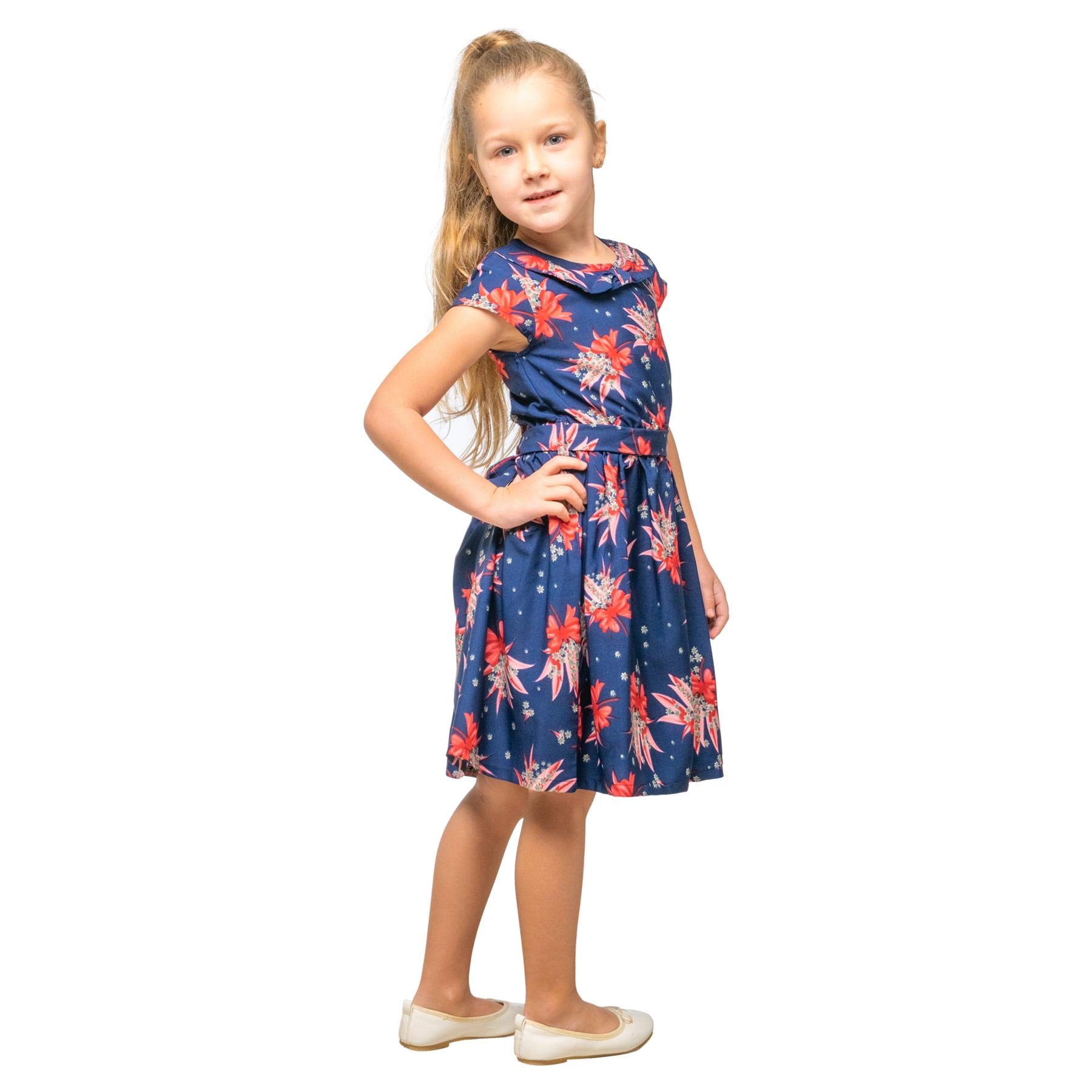 Miss Lavish London Girl Casual Dress - Peter Pan Collar Sleeveless Summer Party Dress for Kids Ages 3-12 | Perfect for Birthday Parties, School Events & Family Outings