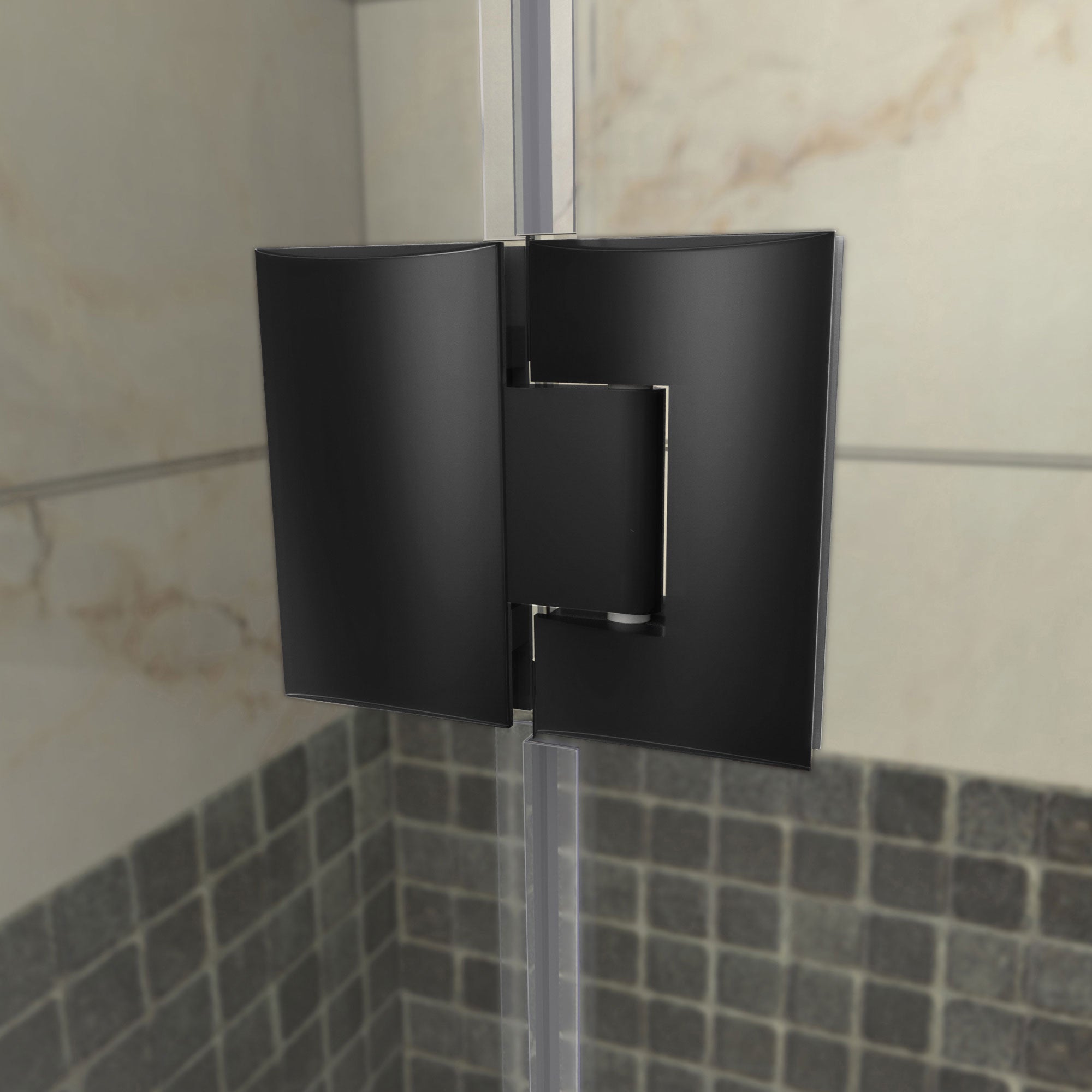 DreamLine Prism Plus 40x74.75 Inch Frameless Neo-Angle Shower Enclosure - Chrome Finish with Biscuit Base | Perfect for Modern Bathroom Renovations & Space-Saving Design
