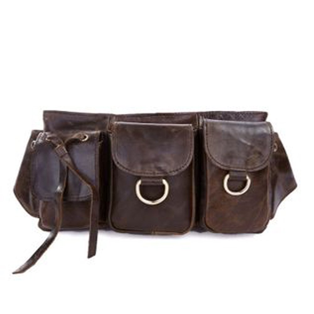 Genuine Cowhide Leather Unisex Belt Bag for Men & Women - Hip Purse, Money Pouch, Cycling Waist Pack - Perfect for Outdoor Activities, Travel & Daily Use (Model 3014)