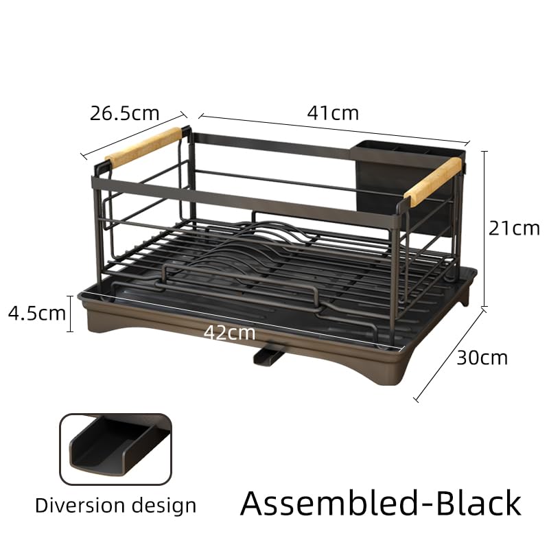 ARHAT Stainless Steel Dish Drying Rack | Compact Metal Kitchen Utensil Organizer | Space-Saving Dish Stand for Countertop, Pantry & Bartan Storage (Black, Easy Assembly) - Perfect for Small Kitchens, Apartments & Dorm Rooms