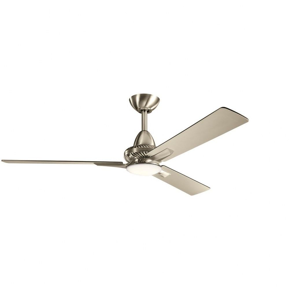 Kichler 300031SBK Kosmus 52 Inch Modern Ceiling Fan with LED Light Kit & Remote Control, Satin Black Finish - Perfect for Living Room, Bedroom, or Patio Cooling