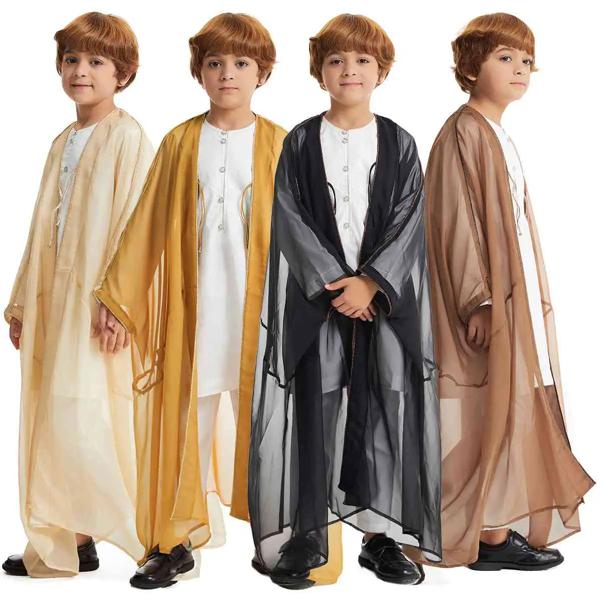 Authentic Middle Eastern Arab Boy Bisht - Traditional Embroidered Robe for Special Occasions | Perfect for Weddings, Eid Celebrations & Cultural Events