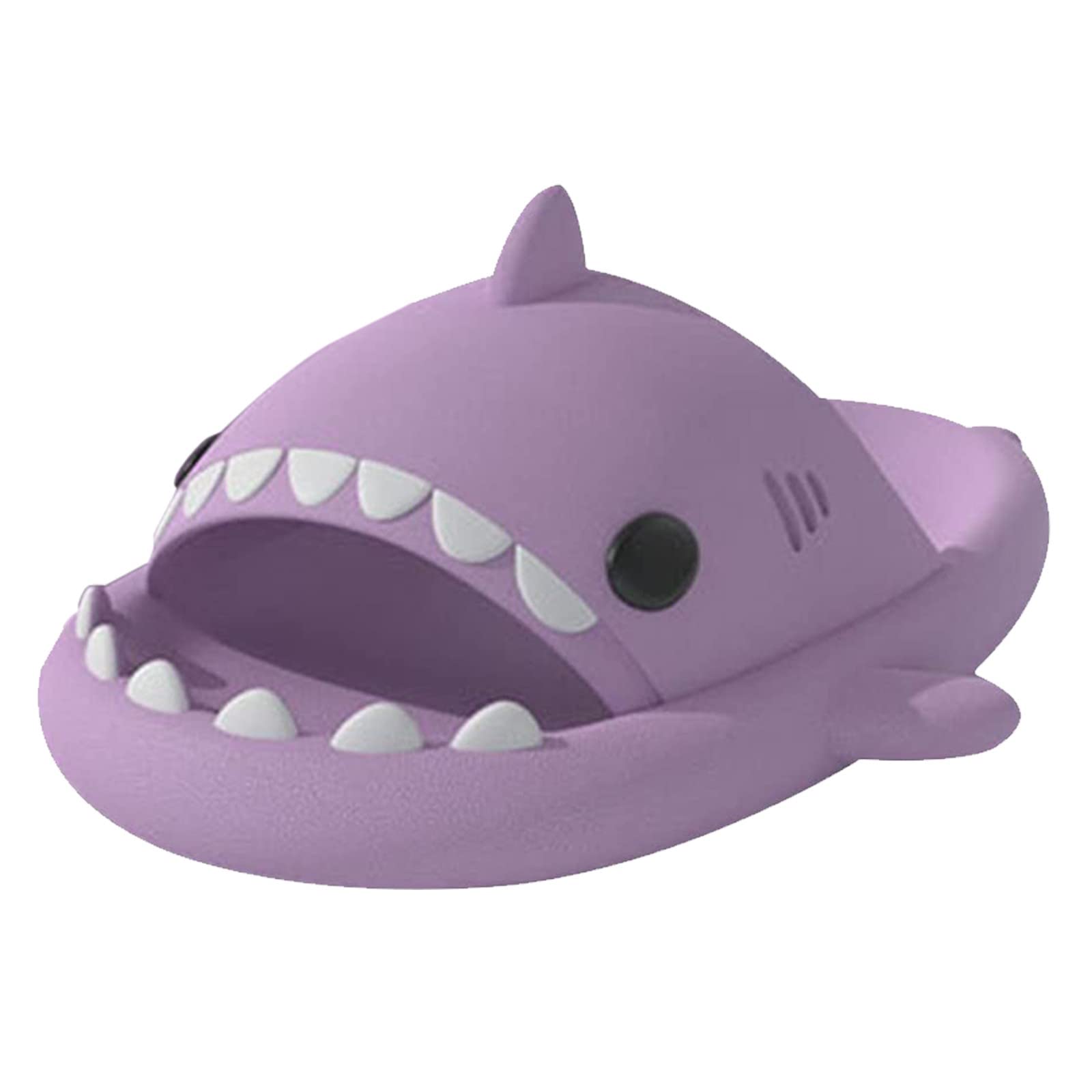 **Comfortable Shark Slippers for Women & Men – Open Toe Summer Slides with Arch Support – Soft Suede House Shoes for Indoor/Outdoor Wear (Purple, Size 9) – Perfect for Beach, Pool, and Lounge Relaxation**