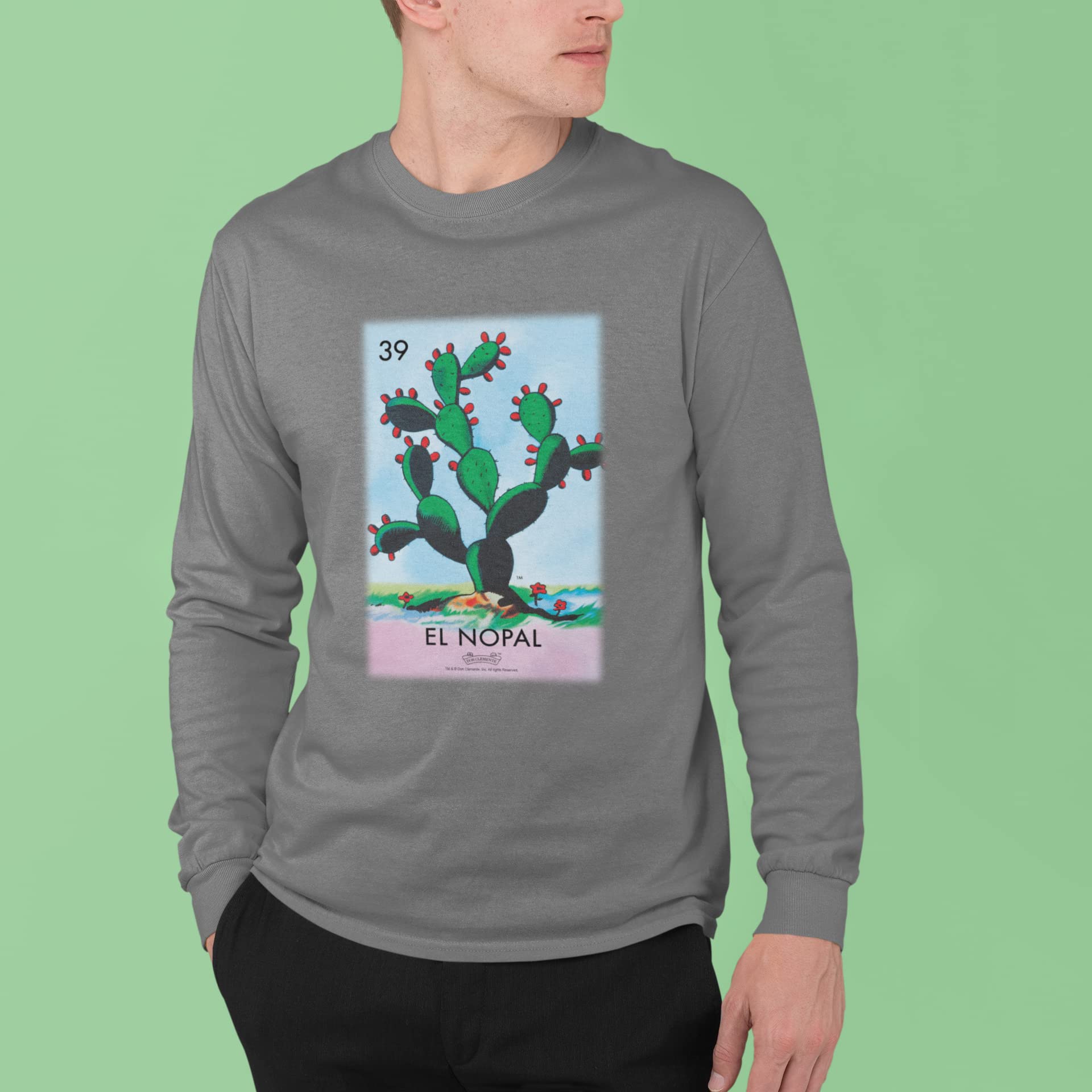 Pop Threads El Nopal Cactus Loteria Card Mexican Graphic T-Shirt for Men - Vintage Latina Style Cotton Tee for Casual Wear, Street Fashion & Hispanic Heritage Celebrations
