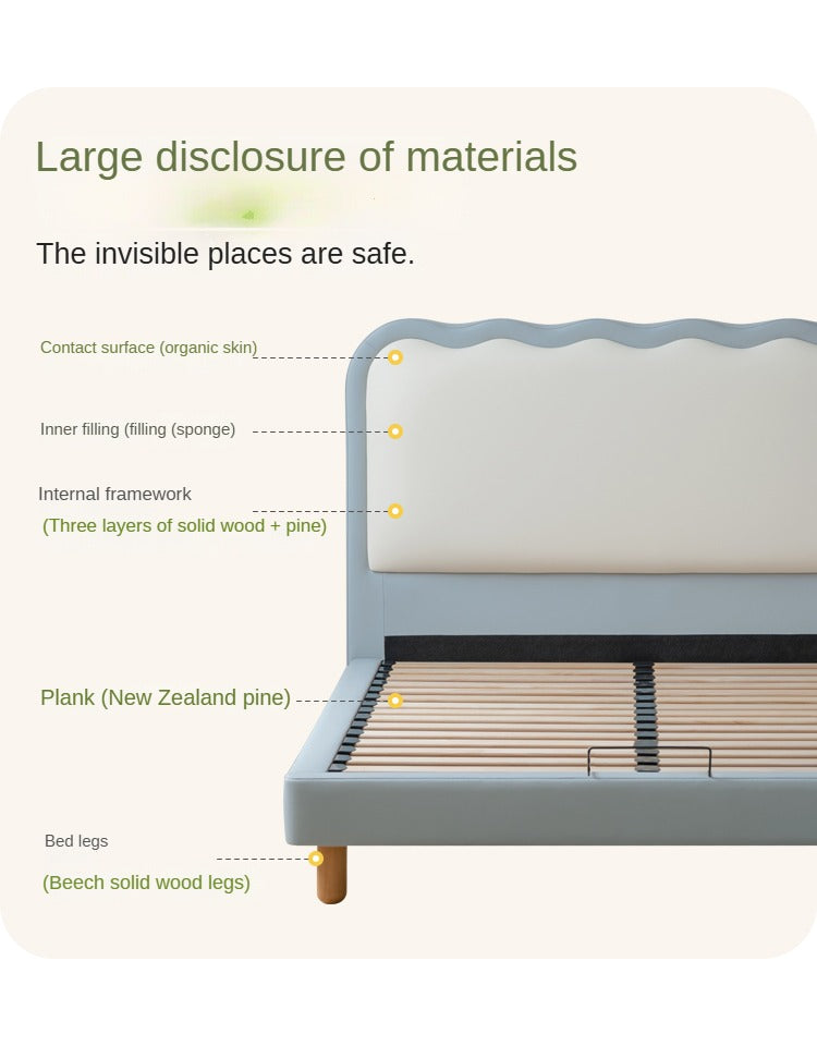Organic Leather Kids Soft Bed - Comfortable & Durable Toddler Bed for Boys & Girls | Perfect for Nursery, Bedroom & Playroom