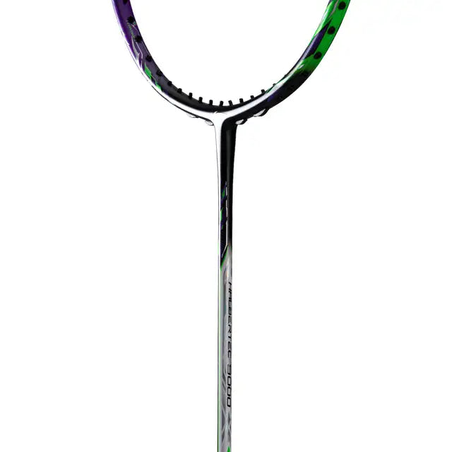 Li Ning Halbertec 9000 Badminton Racket - Prestrung with Black/Purple/Green Design | Professional Sports Equipment for Competitive Play & Training | Made in China