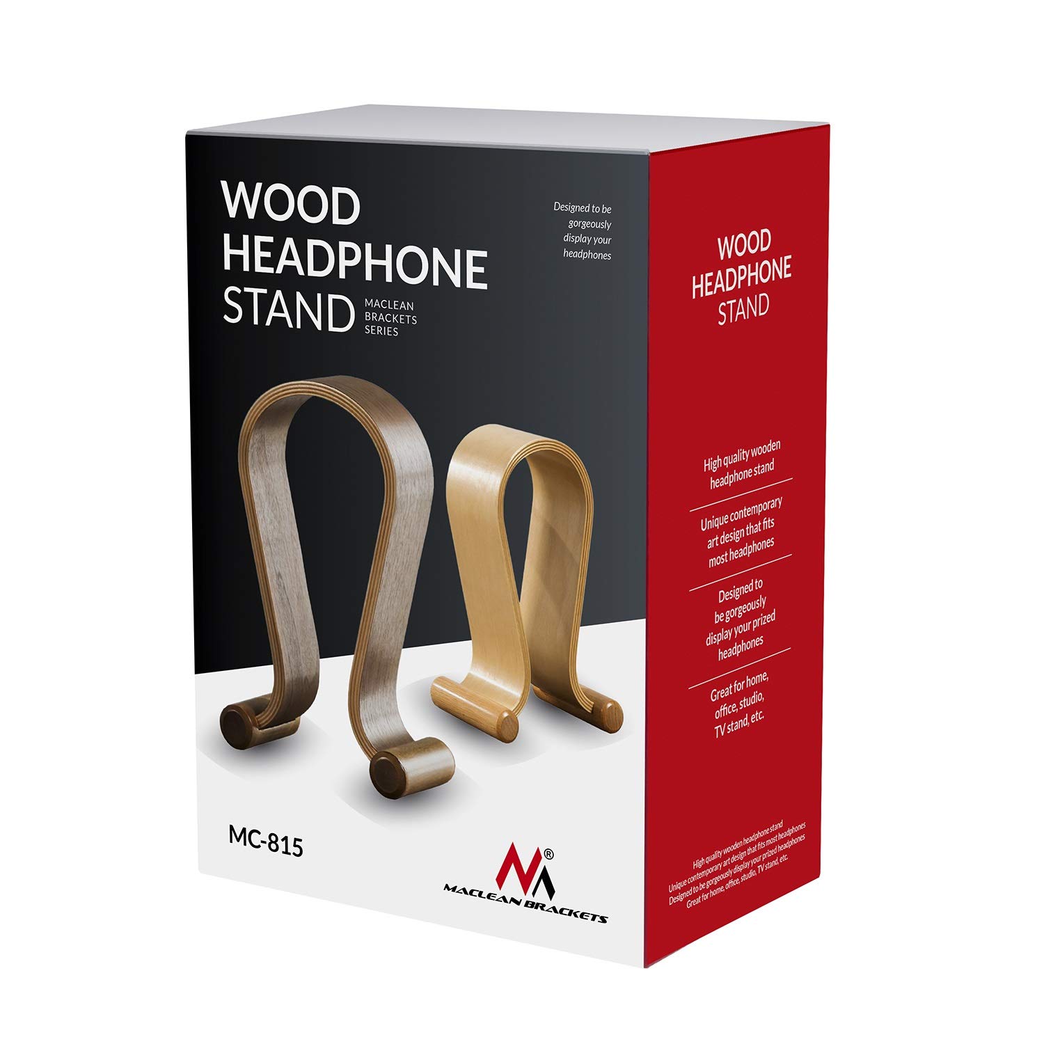 Premium Wooden Headphone Stand MC-815W - Universal Gaming Headset Holder with Vintage Design (10.1