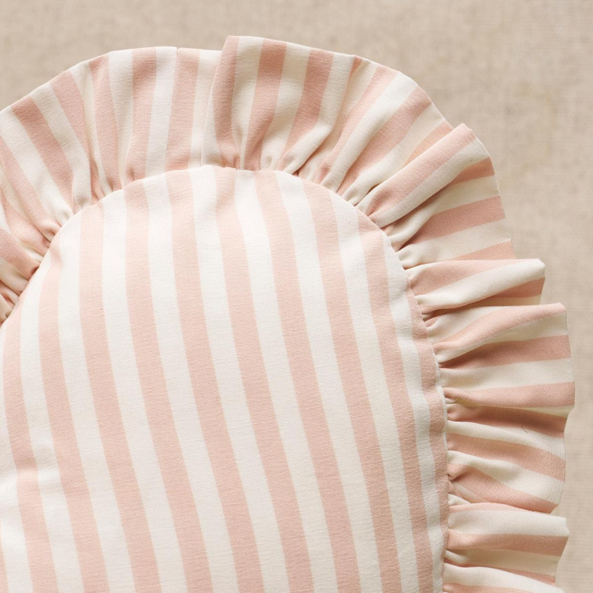 Brigitte Stripe Heart Pillow in Blush - Soft Decorative Throw Pillow for Bedroom, Couch & Nursery - Cute Valentine's Day Gift for Her