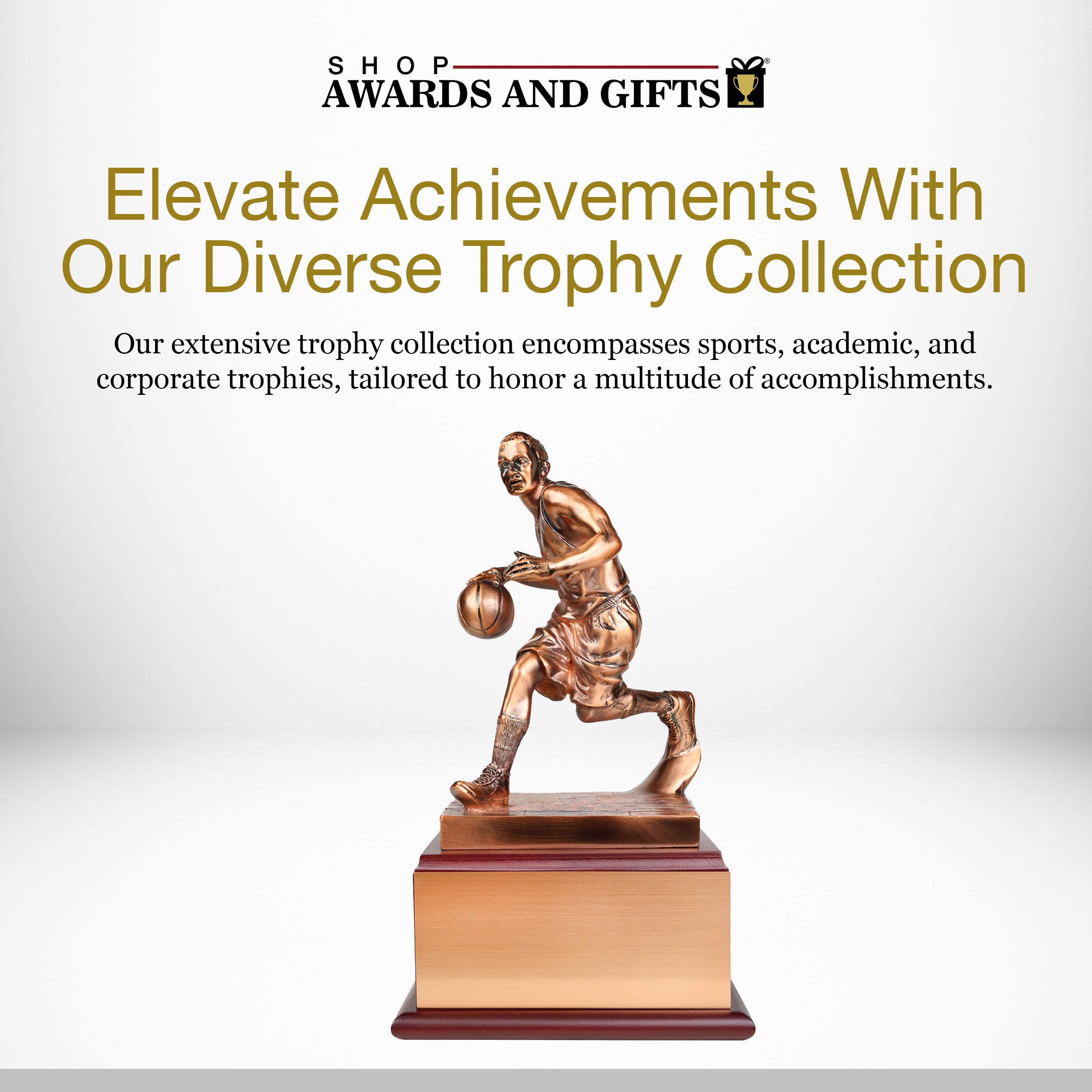 13 Inch Antique Bronze Basketball Championship Trophy - Electroplated Male Figure for Awards, Gifts & Recognition | Perfect for Sports Banquets, Team Achievements & Office Decor