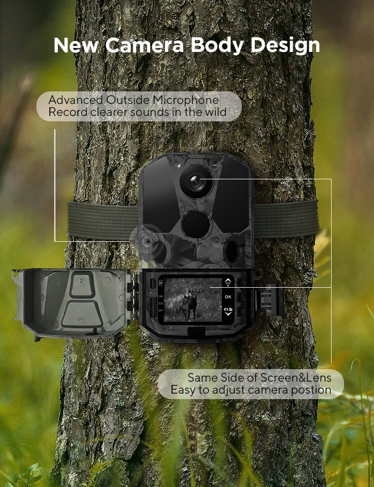 CEYOMUR 4K 40MP WiFi Bluetooth Trail Camera with 120° Motion Sensor, 0.2s Trigger Time & Night Vision - IP66 Waterproof Game Camera for Wildlife Monitoring, Hunting, and Outdoor Security Surveillance