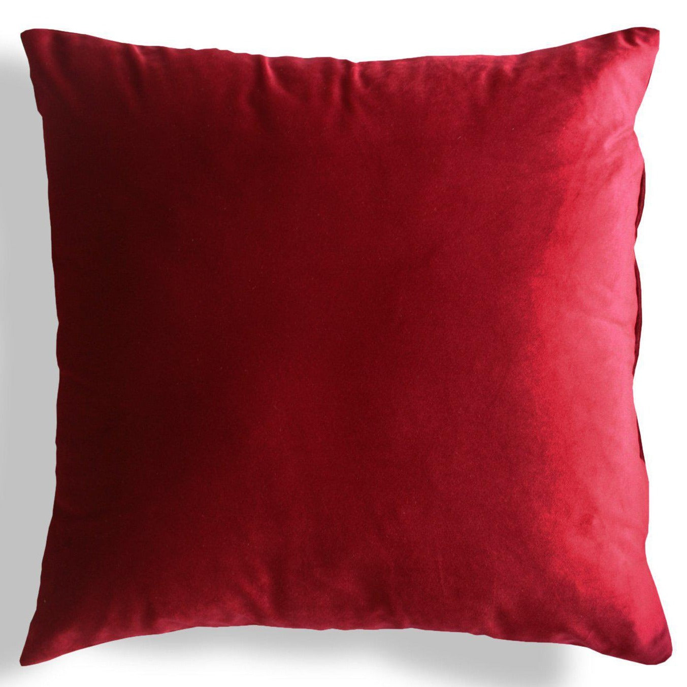 Opulence Velvet Filled 18-Inch Square Decorative Throw Pillow Cushion - Burgundy Red for Sofa, Bed & Home Decor