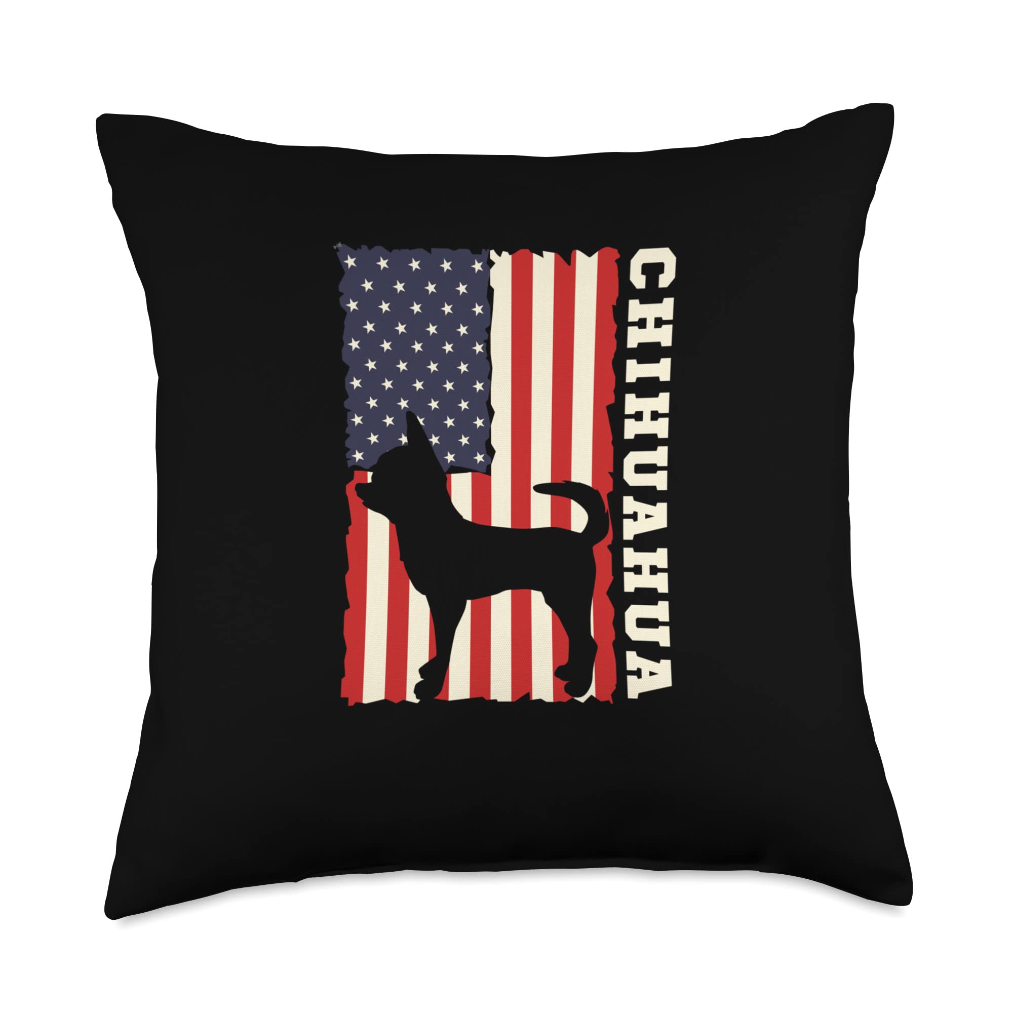 American Flag Chihuahua Dog Lover Throw Pillow - 18x18 Inch Multicolor Pet Decor for Home, Couch & Bed - Perfect Gift for Chiwawa Owners