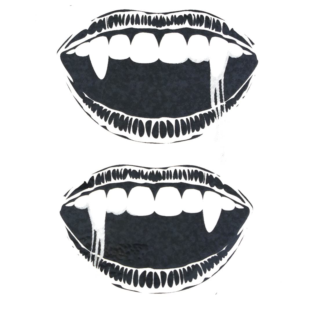 AFH Vampire Teeth Waterproof Temporary Tattoo Stickers - Black Fake Teeth Tattoos for Halloween, Cosplay & Costume Parties - Perfect for Men & Women