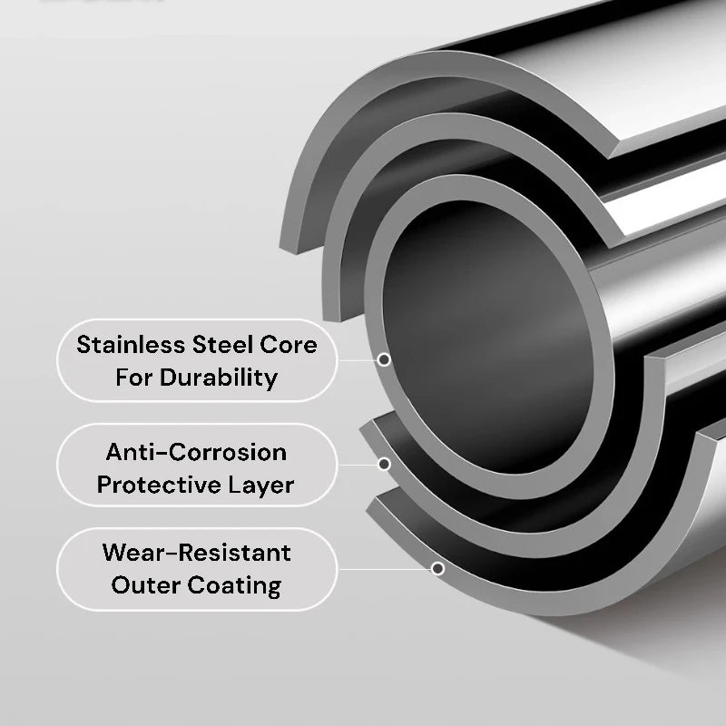 Alana 1.1 Inch Adjustable Metal Spring Tension Curtain Rod - Perfect for Windows, Doors, and Closet Organization