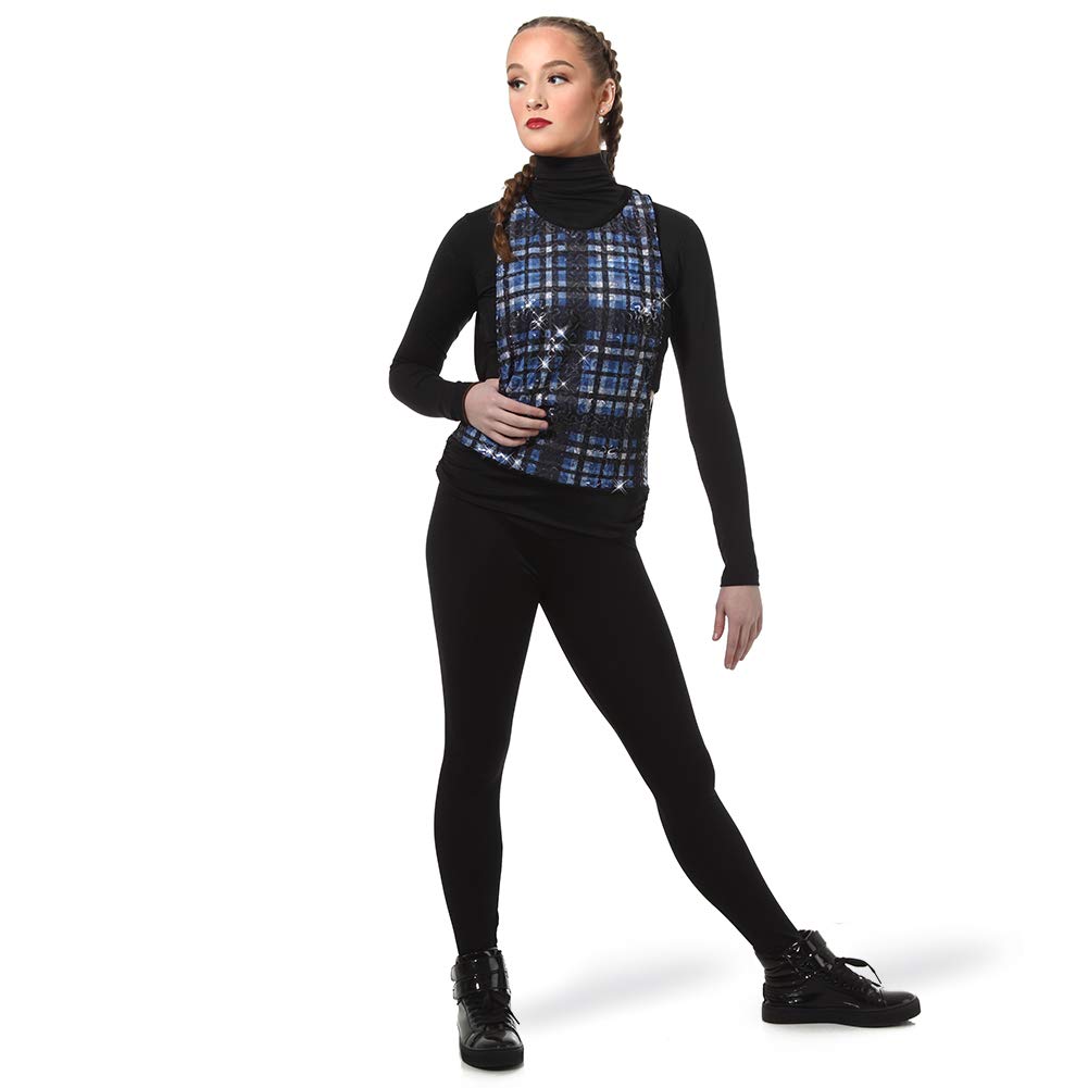 Sparkly Sequin Plaid Dance Top for Women - Sexy Cut-Out Performance Costume for Jazz, Ballet, Hip Hop & Stage Shows