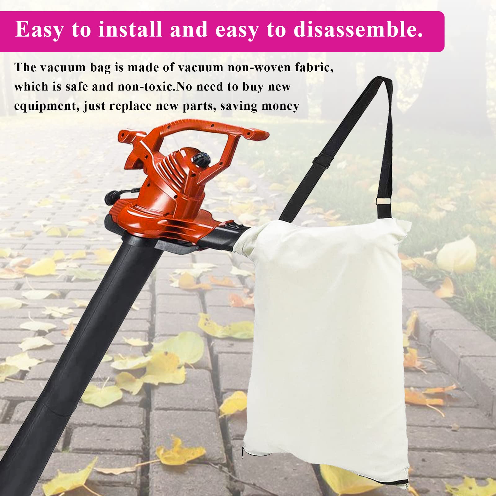 Toro Leaf Blower Vacuum Replacement Bag - Compatible with Models 108-8994, 137-2336, 127-7040, 51553, 51573, 51587, 51619 - Durable 2-Pack with Bottom Zip Design for Easy Emptying - Perfect for Fall Yard Cleanup & Landscaping Maintenance