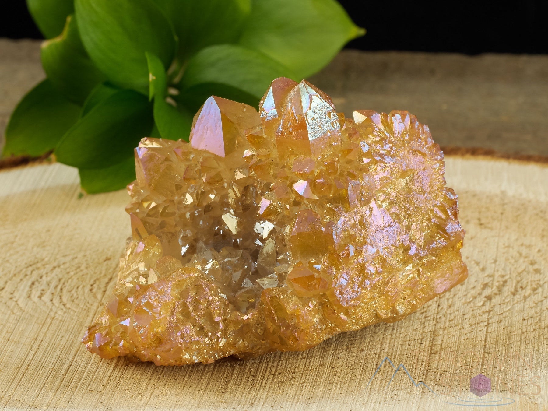 Natural Orange Tangerine Aura Quartz Crystal Cluster - Rainbow Spirit Quartz Healing Stone for Meditation, Reiki & Home Decor (R0509) | Perfect for Yoga Spaces, Altars & Positive Energy Rooms