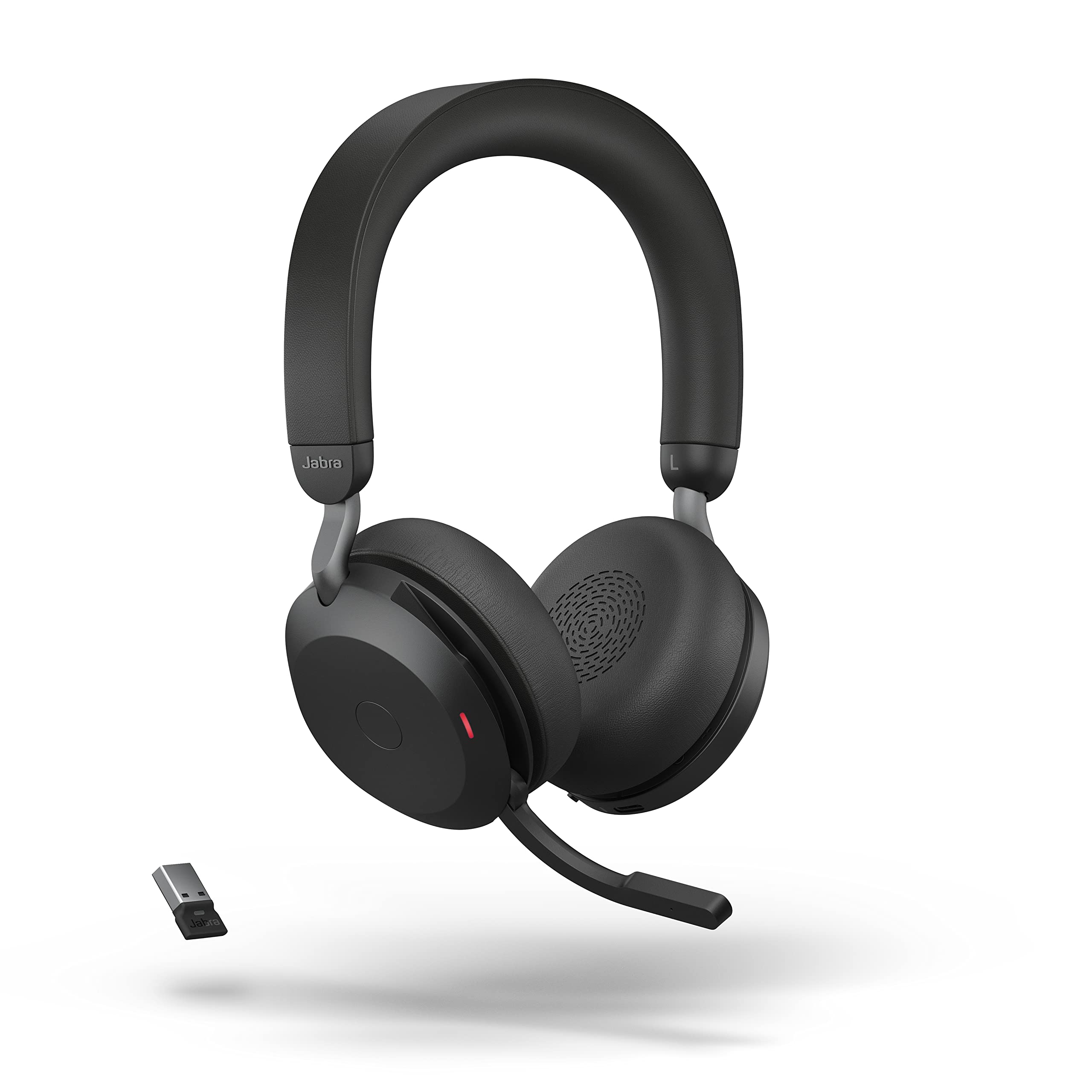 Jabra Evolve2 75 Wireless Headset with Charging Stand - 8-Mic Noise Cancelling Bluetooth Headphones for PC, USB-A Adapter, UC Compatible - Black - Perfect for Office, Remote Work & Conference Calls