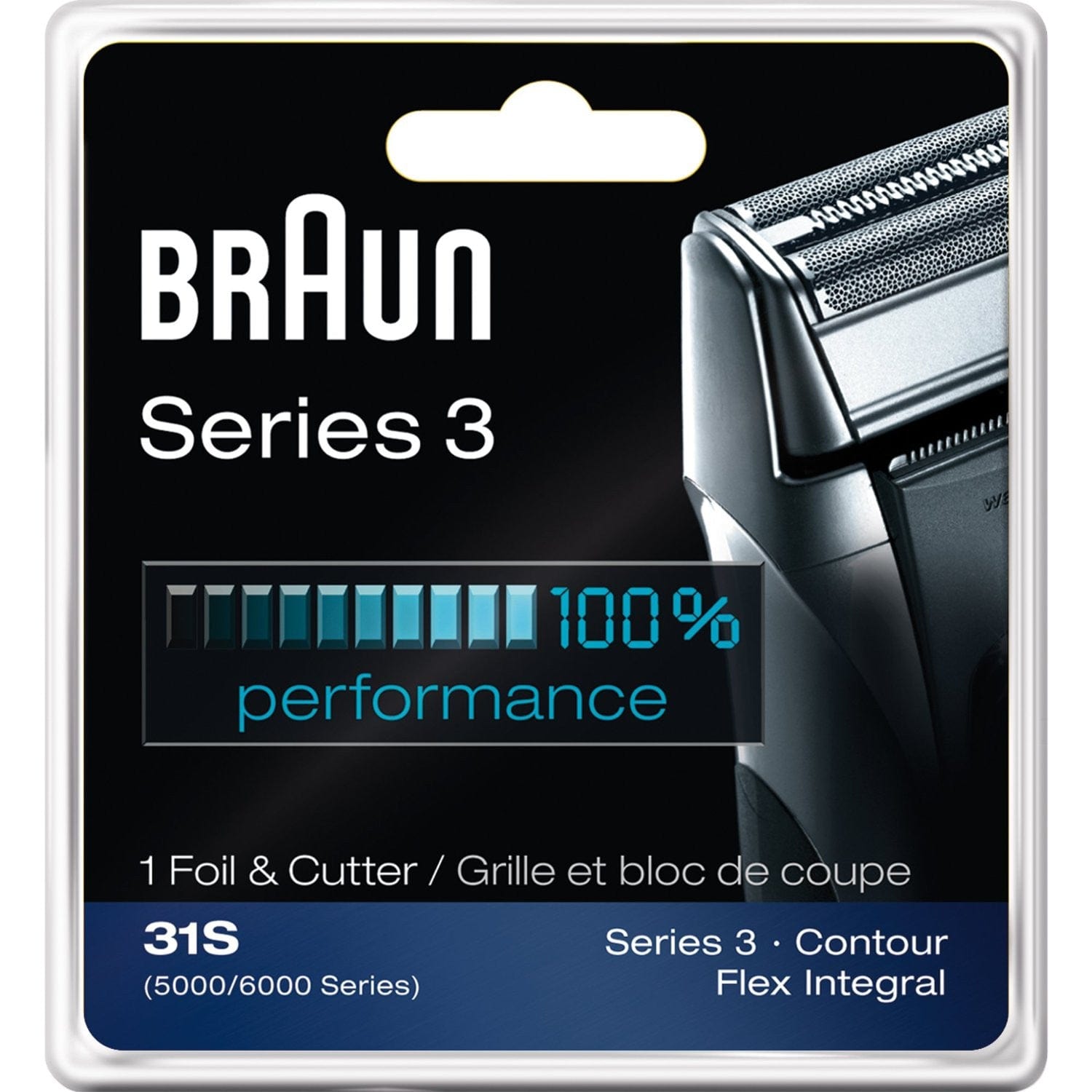 Braun Series 3 Replacement Foil & Cutter Set for 31S & 31B Models - Compatible with 5000/6000 Series Shavers - Contour & Flex Integral OEM Parts - Perfect for Home Grooming and Travel Shaving Kits
