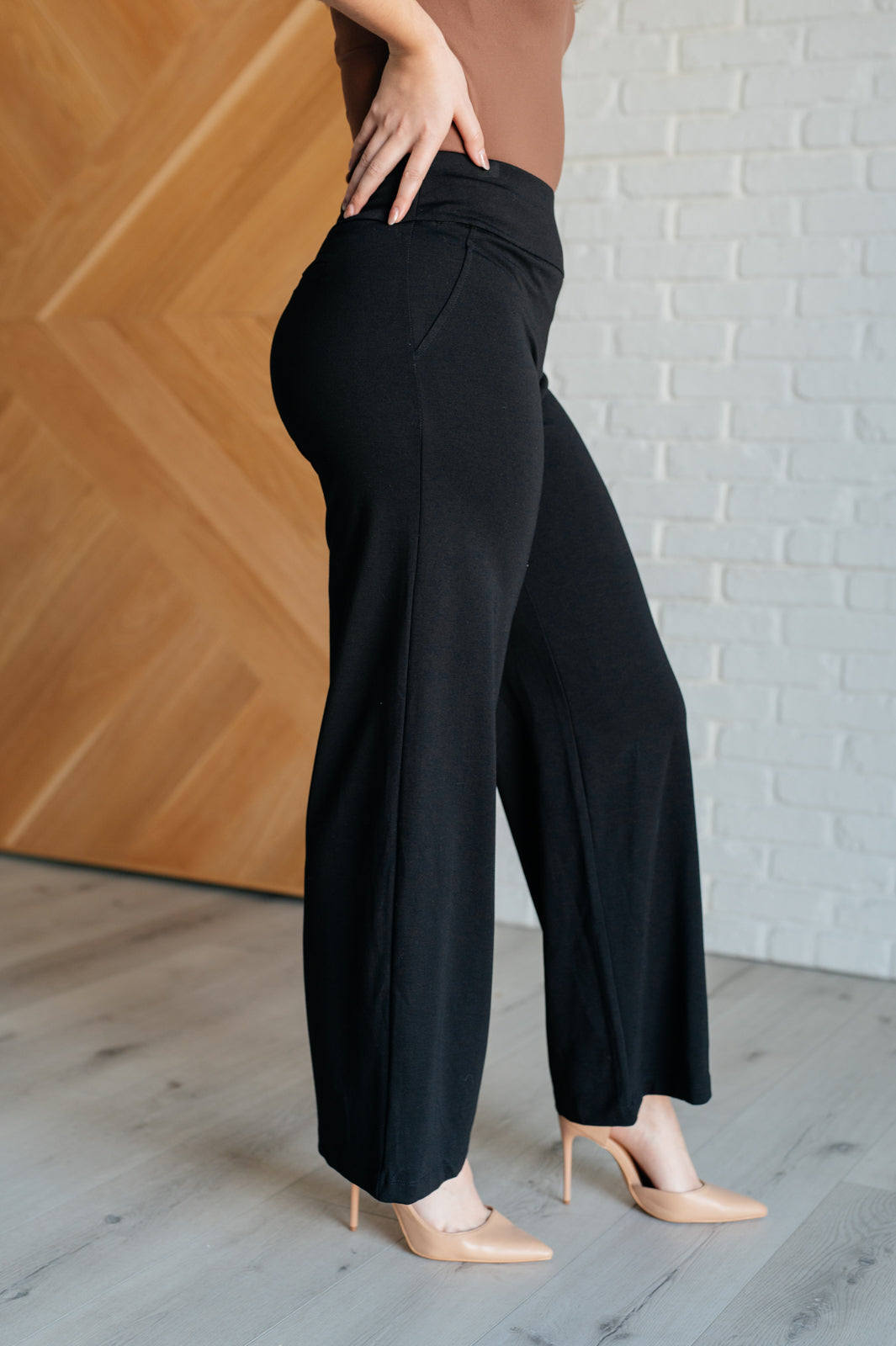 Magic Wide Leg Pants for Women - Stretchy High Waist Black Palazzo Trousers | Comfortable Office Wear & Casual Outfits