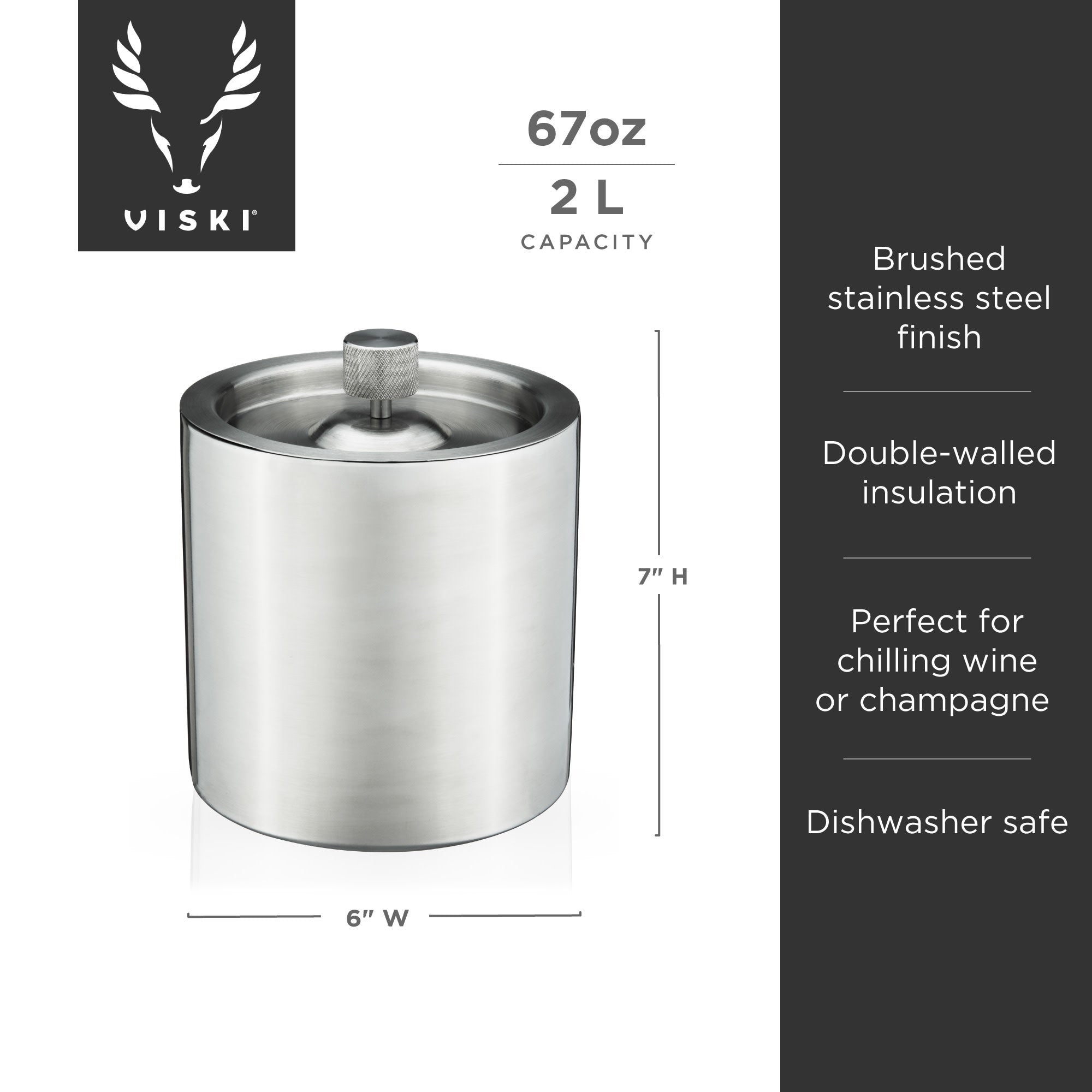 Premium Stainless Steel Harrison Insulated Ice Bucket - Keeps Drinks Cold for Hours - Perfect for Parties, BBQs, and Outdoor Gatherings