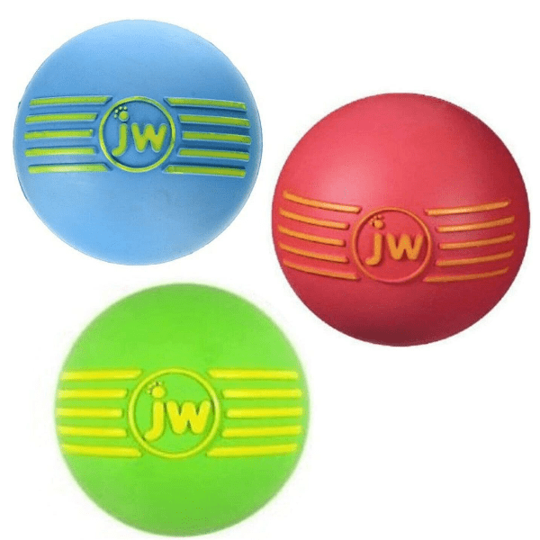 JW Pet iSqueak Rubber Ball for Dogs - Durable Chew Toy for Small & Large Breeds - Interactive Play & Teeth Cleaning - Perfect for Fetch, Training & Indoor/Outdoor Fun