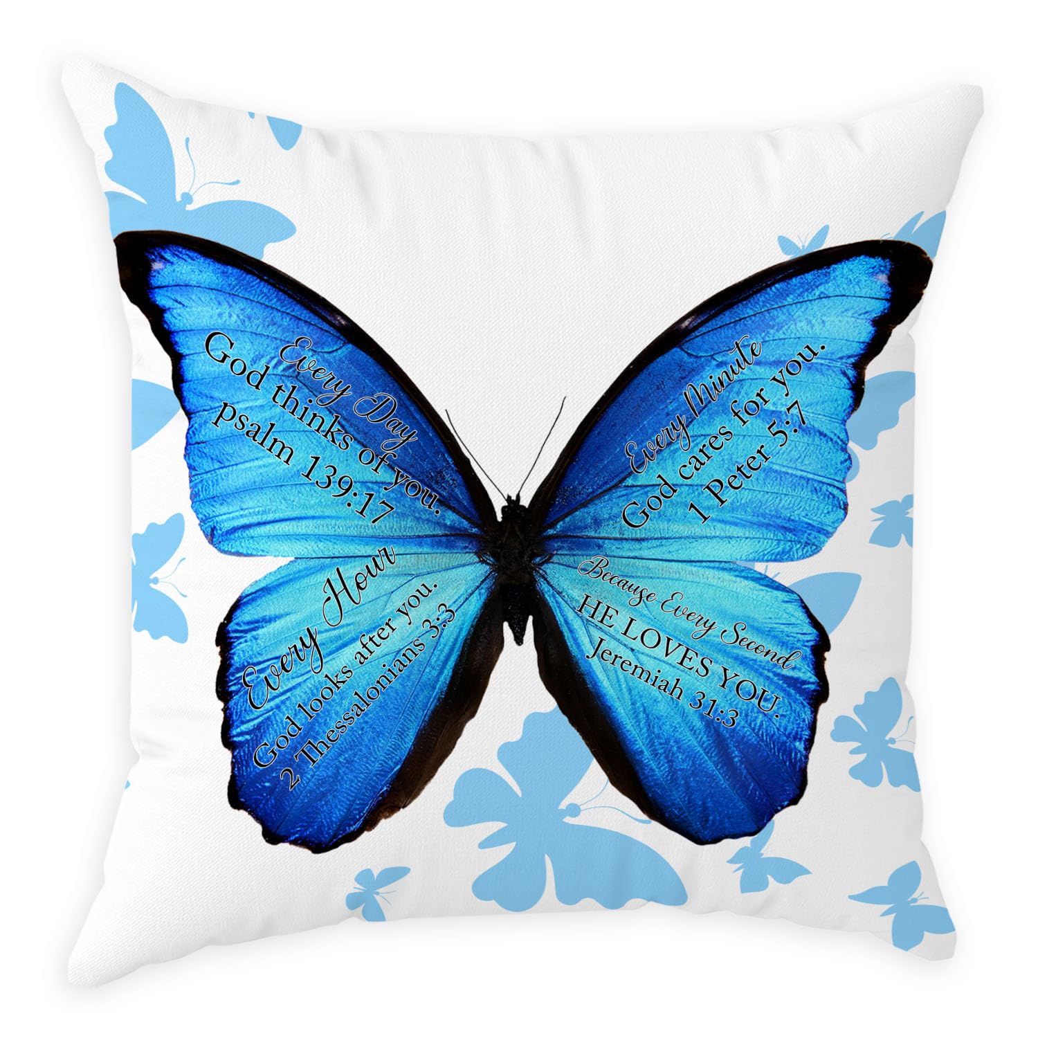 Christian Inspirational Throw Pillow Covers 18x18 Inch - Bible Verse Prayer Pillowcases with Butterfly Design for Sofa, Couch & Home Decor - Religious Gifts for Women & Men - Perfect for Church Events, Bible Study & Spiritual Home Decor