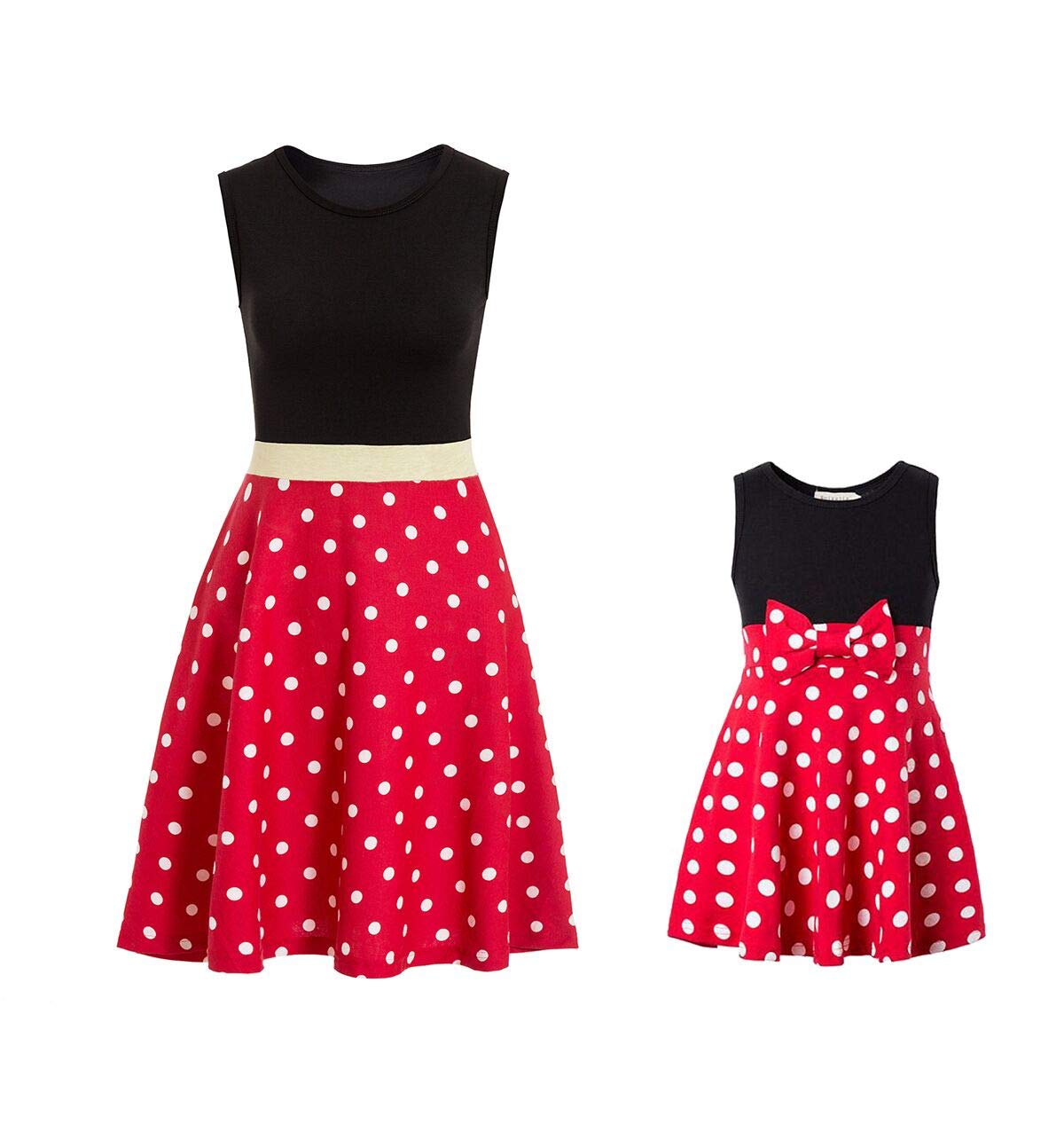 Minnie Mouse Inspired Women's Red and White Polka Dot Dress - Halloween Costume Party Outfit for Adults (Size L) - Perfect for Cosplay, Theme Parties & Disney Events